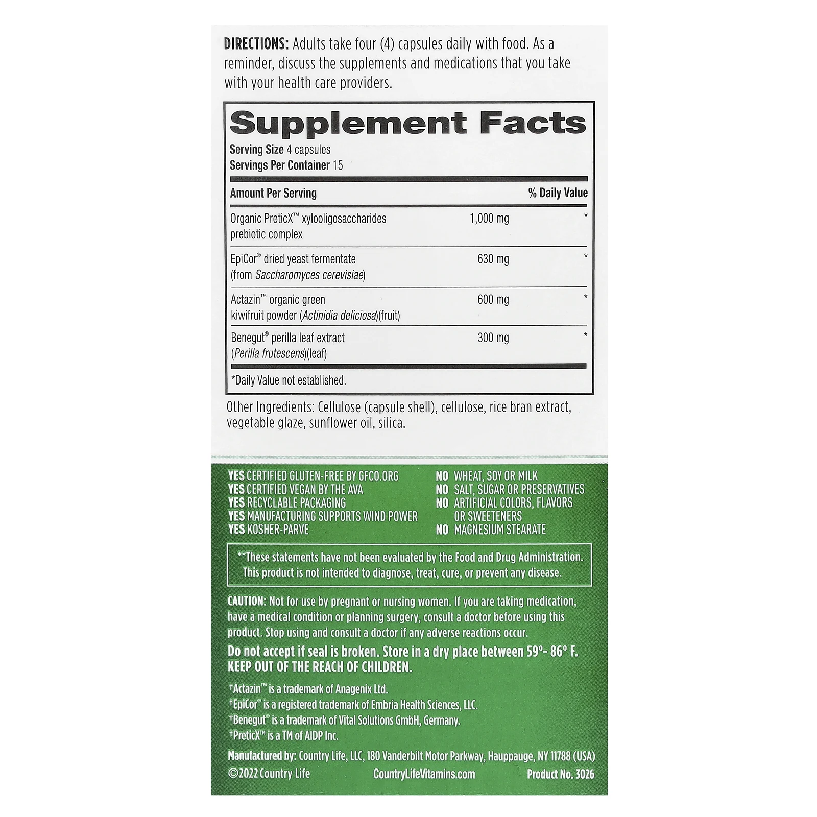 Country Life, Gut Connection, Digestive Balance, 60 веганских капсул