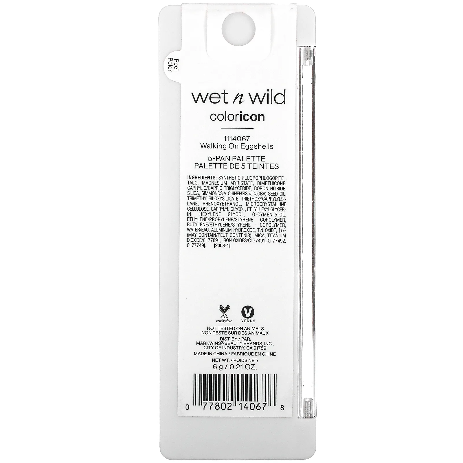 wet n wild, Color Icon, палитра теней из 5 оттенков, Walking On Eggshell, 6 г (0,21 унции)