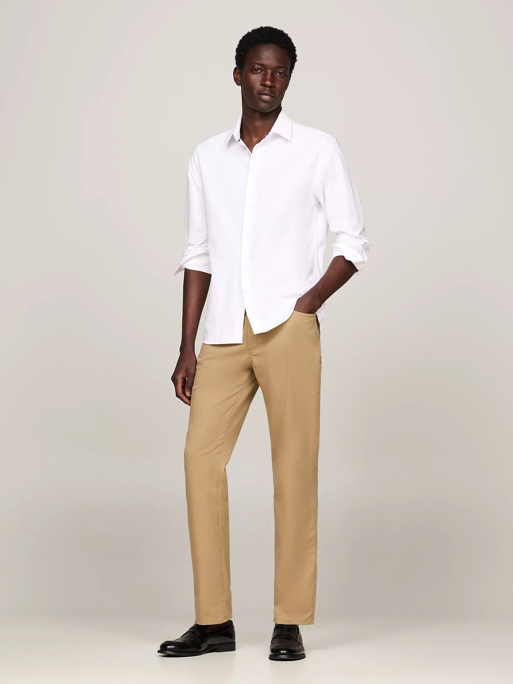 Мужская рубашка Tommy Hilfiger, Приталенная однотонная рубашка