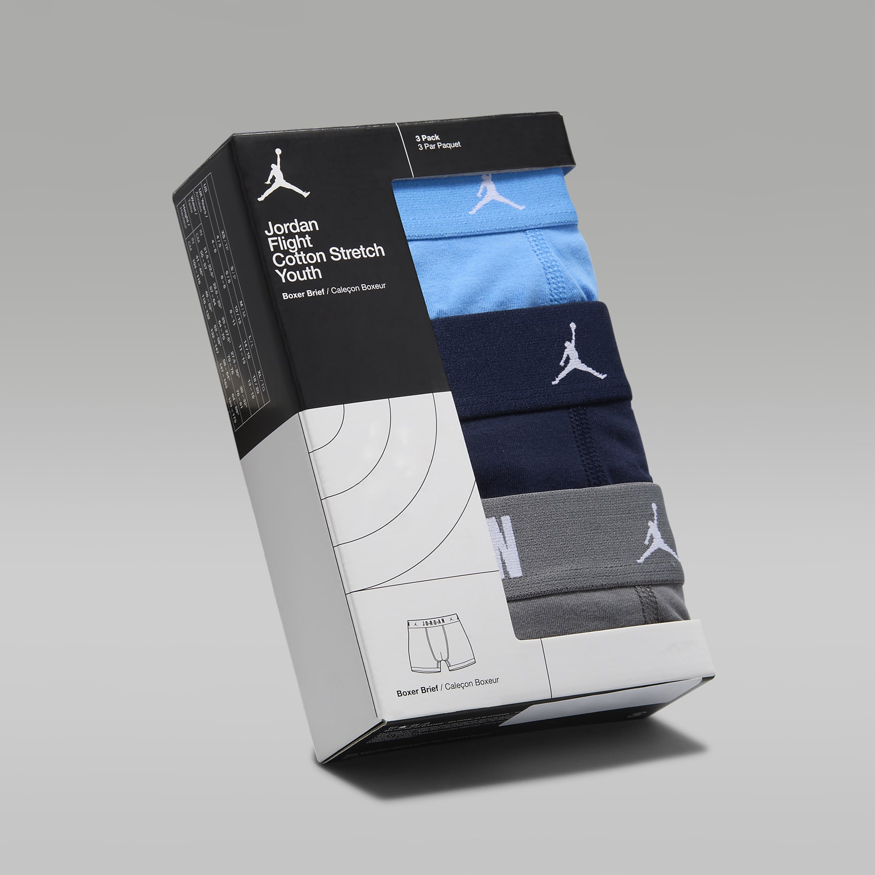 Jordan Big Kids' Flight Cotton Boxer Briefs (3-Pack)