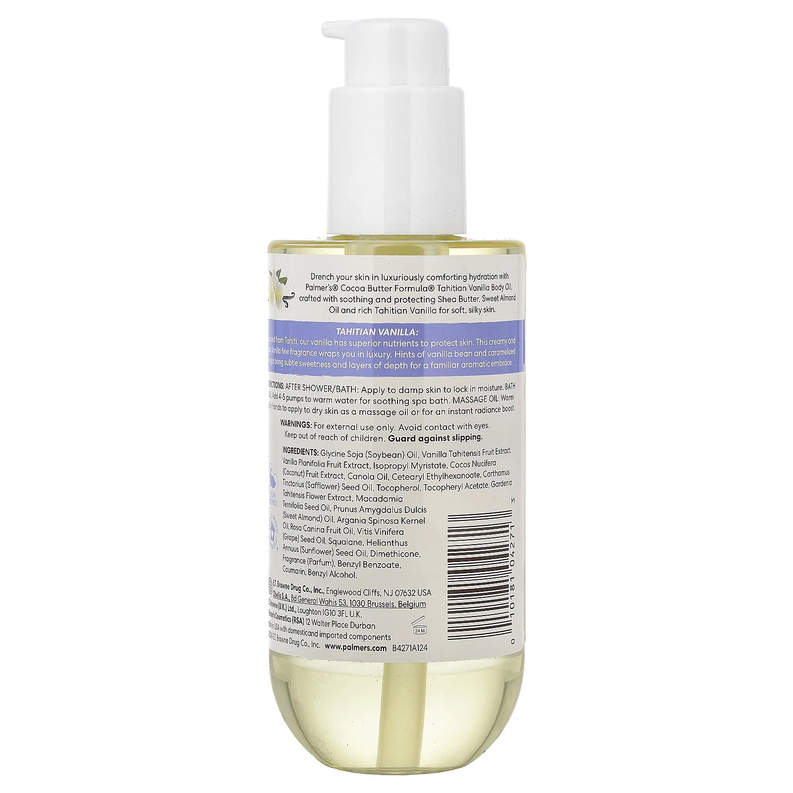 Palmer's, Cocoa Butter Formula® с витамином Е, увлажняющее масло для тела, таитянская ваниль, 192 мл (6,5 жидк. унции)