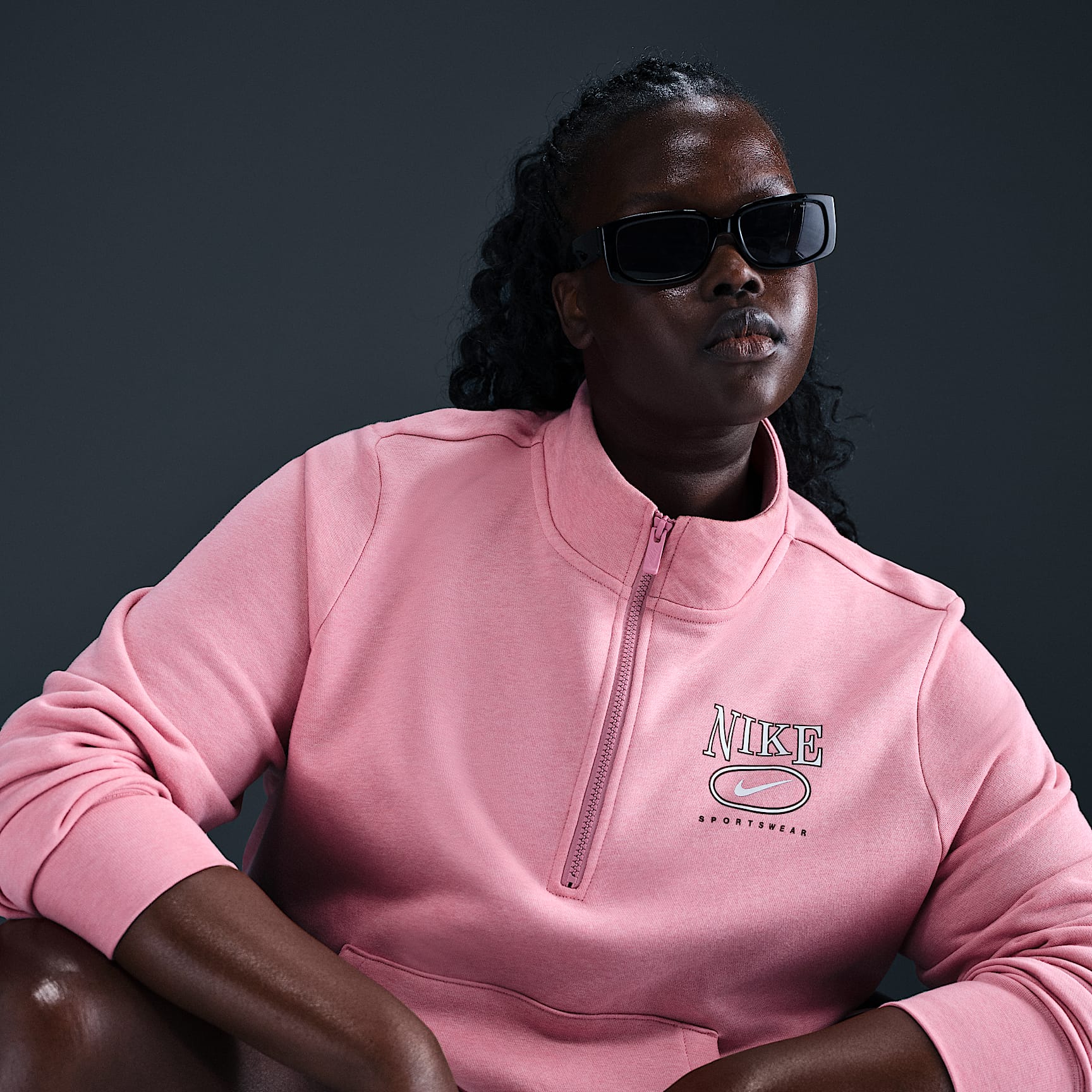 Nike Sportswear Club Fleece Women's Mock-Neck 1/2-Zip Graphic Top (Plus Size)