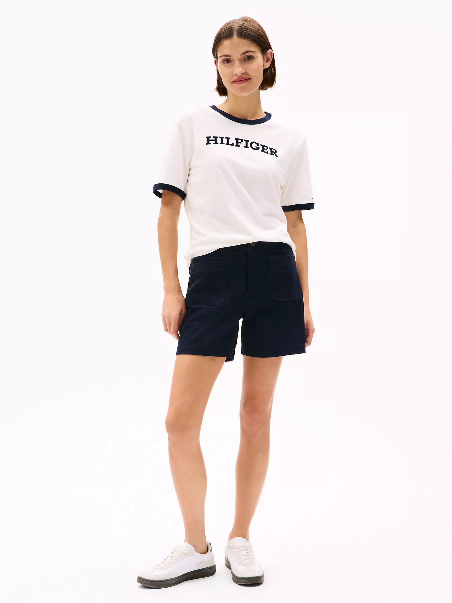 Женская футболка Tommy Hilfiger, Футболка с бархатным монограммным логотипом