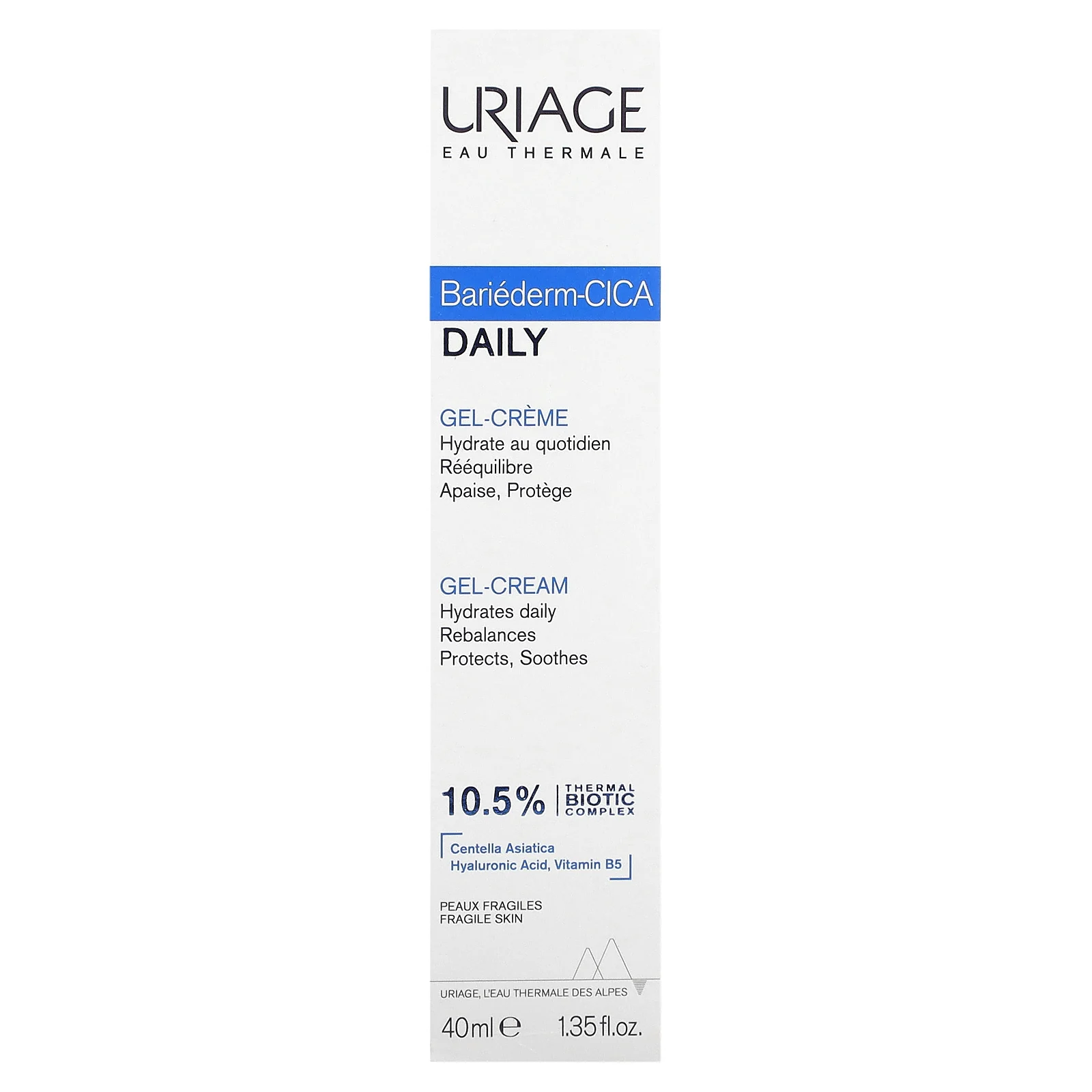 Uriage, Bariéderm-CICA, дневной крем-гель, для чувствительной кожи, без запаха, 1,35 fl. унция (40 мл)