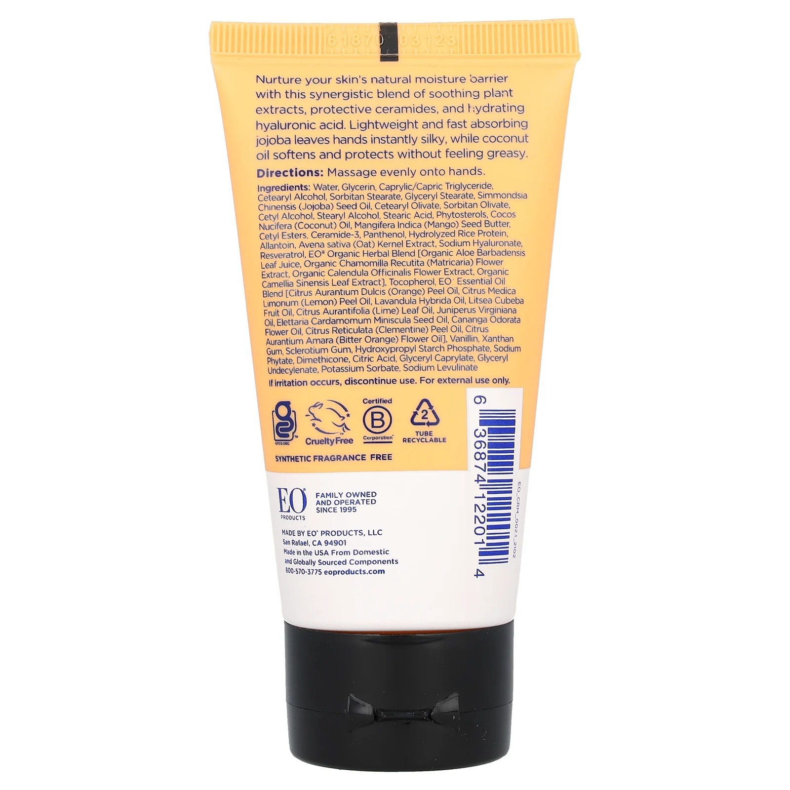 EO Products, крем для рук, интенсивное увлажнение, цветок апельсина и ваниль, 74 мл (2,5 жидк. унции)