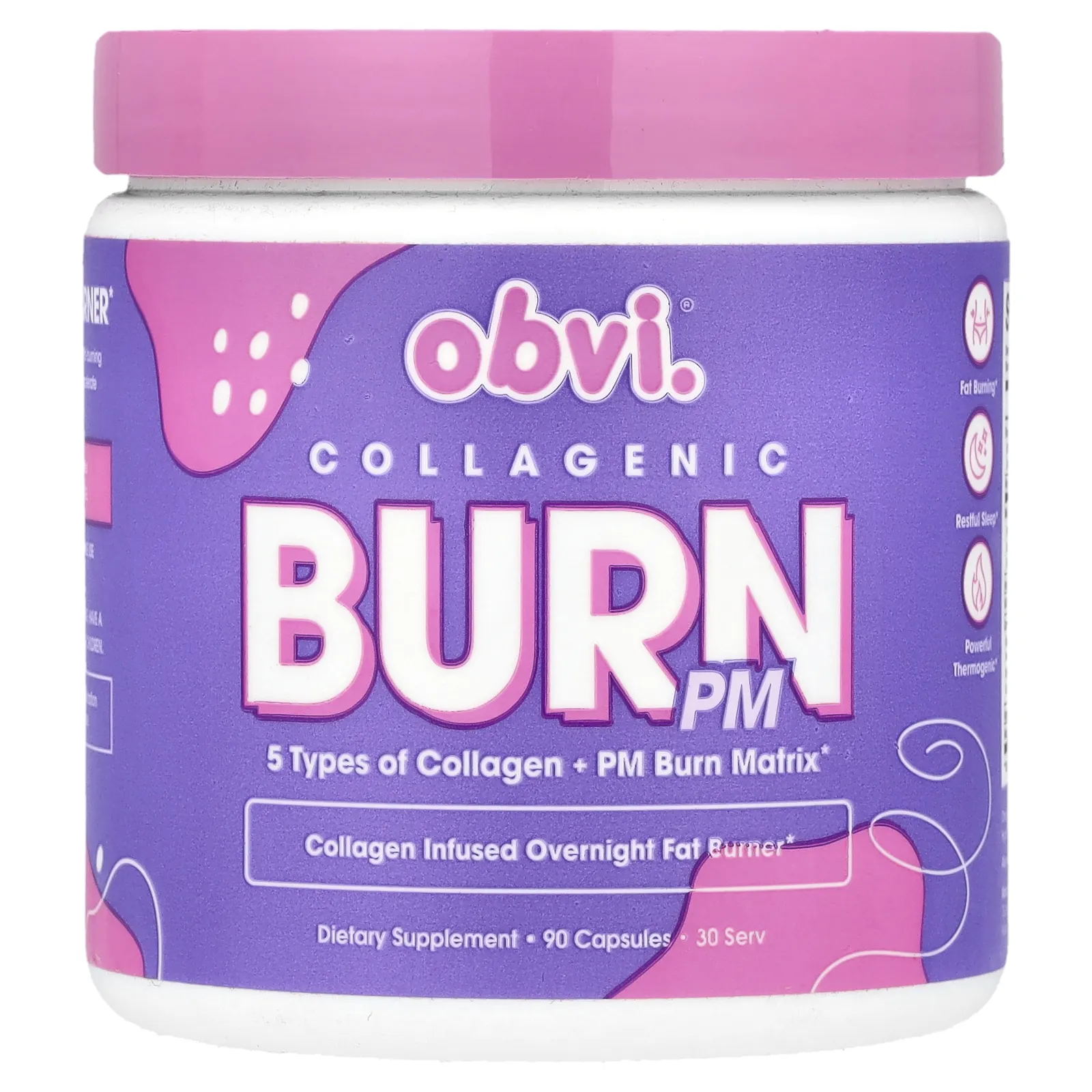 Obvi, Collagenic Burn PM, 90 капсул