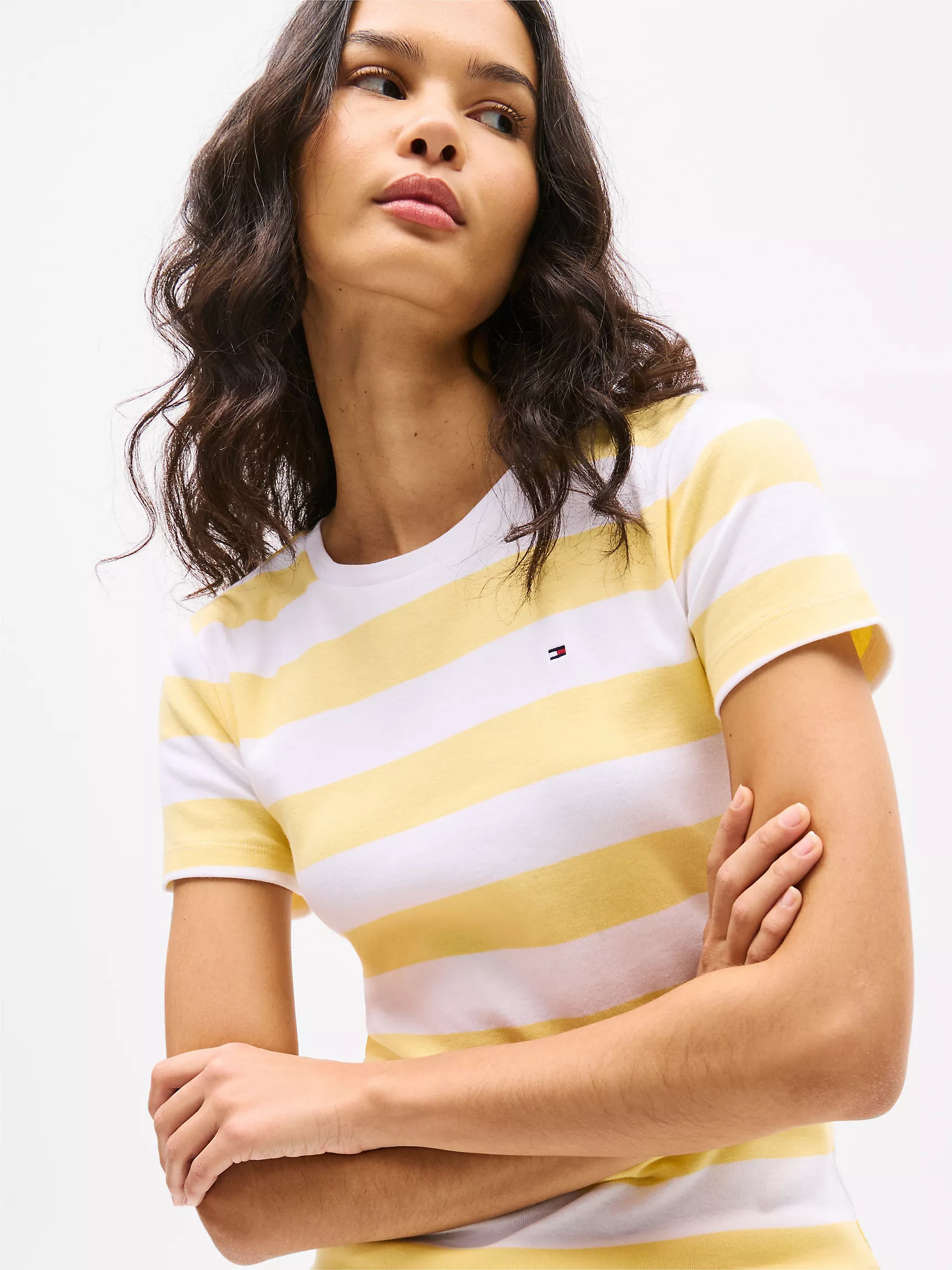 Женская футболка Tommy Hilfiger, Футболка с круглым вырезом и полосками в стиле регби
