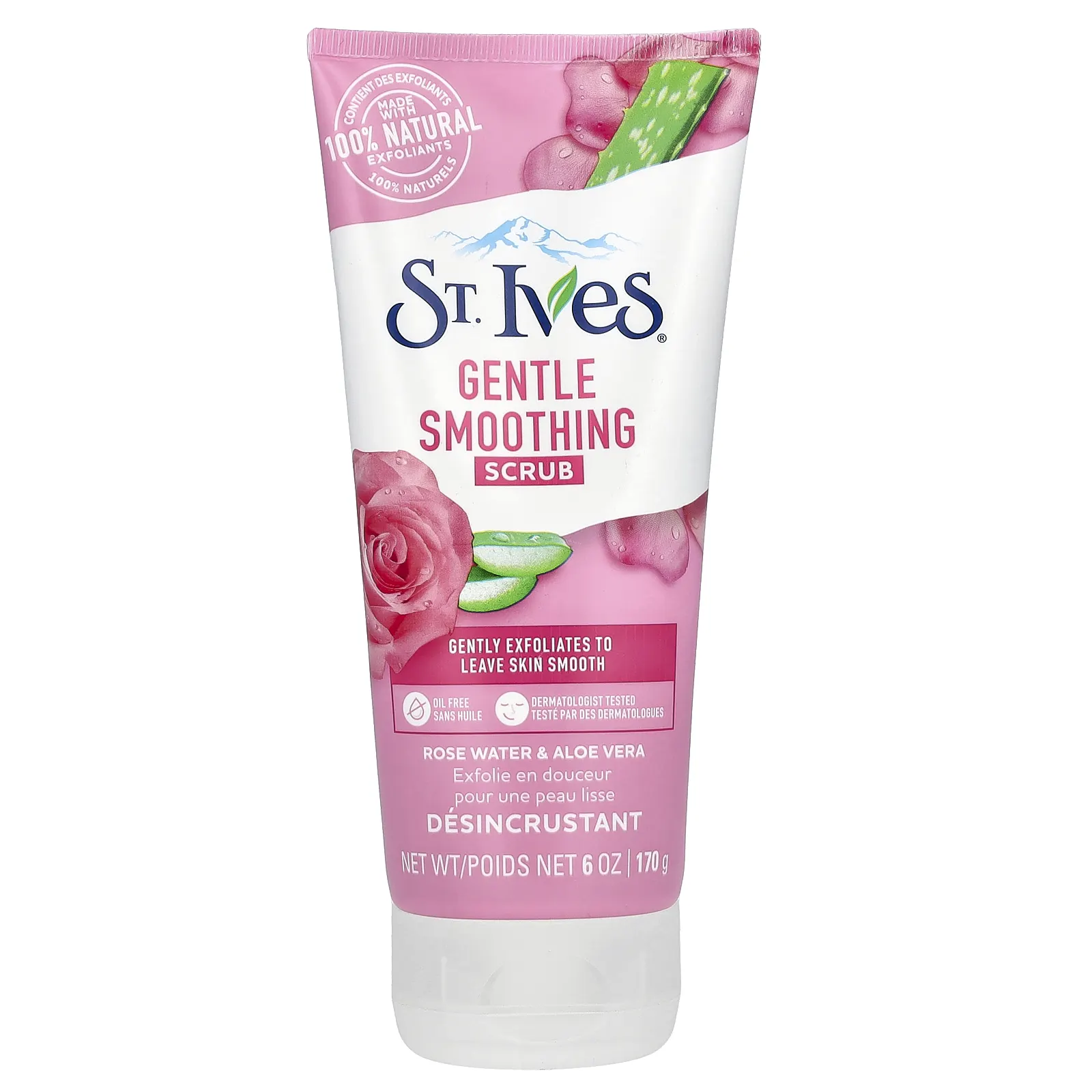 St. Ives, Нежный разглаживающий скраб, розовая вода и алоэ вера, 170 г (6 унций)