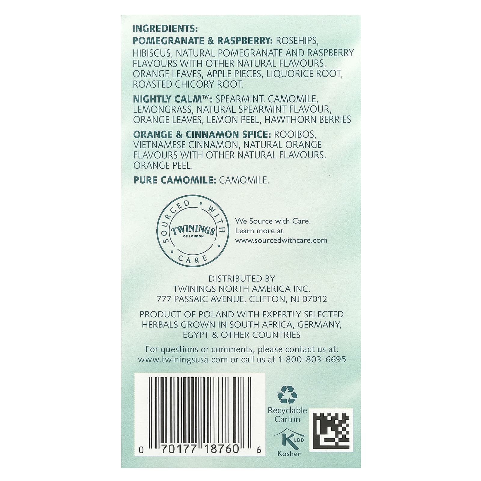 Twinings, Ассорти из травяных чаев, смешанный набор, без кофеина, 20 чайных пакетиков, 34 г (1,23 унции)