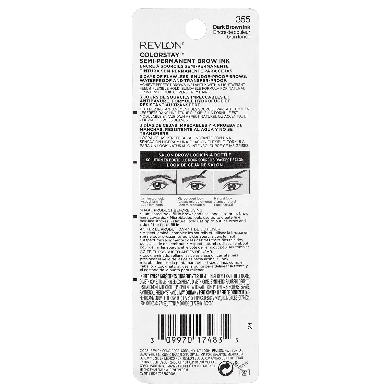 Revlon, Colorstay™, semi-permanent Brow Ink™, оттенок 355 темно-коричневый, 2,8 мл (0,09 жидк. унции)