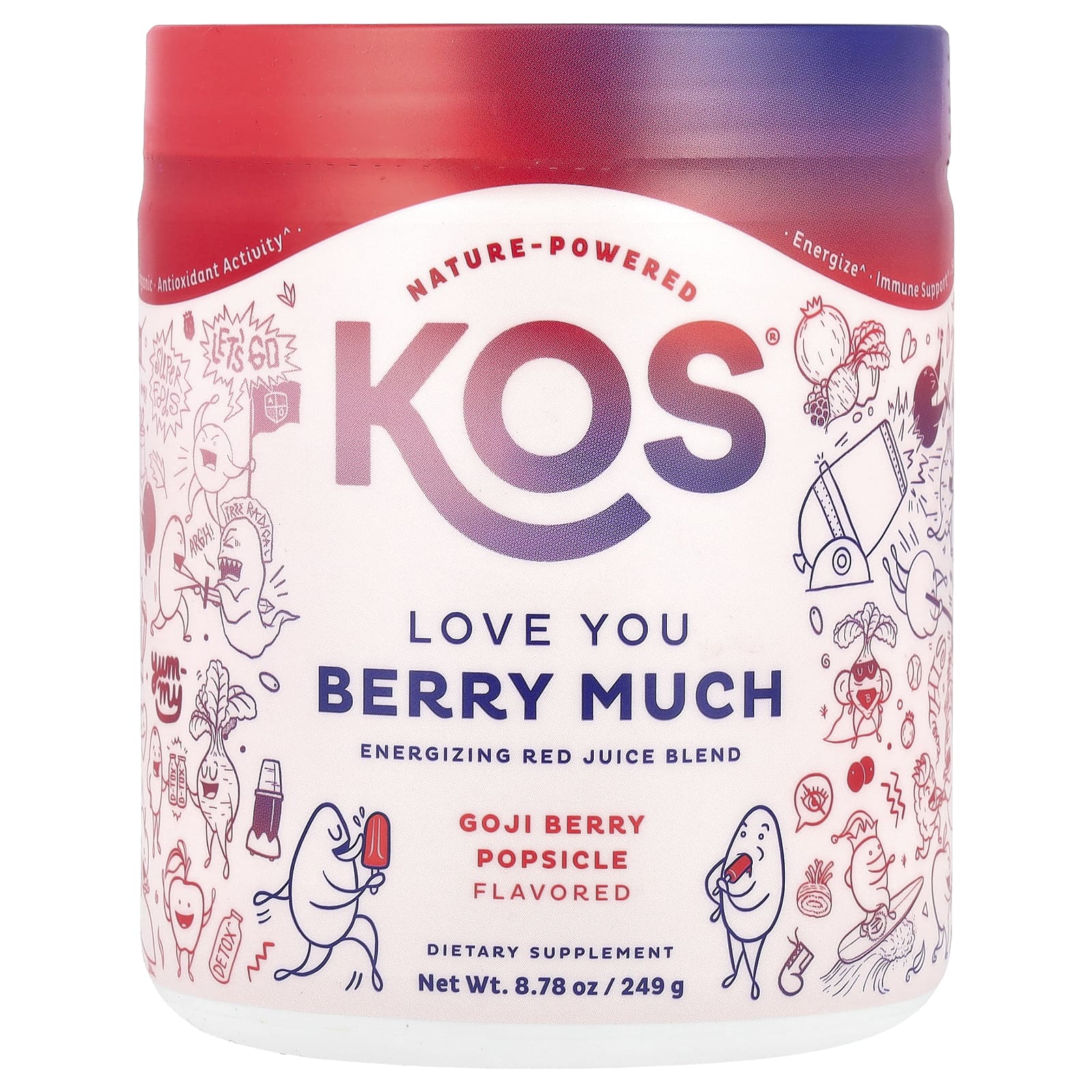 KOS, Love You Berry Much, бодрящая смесь красных соков, эскимо из ягод годжи, 249 г (8,78 унции)