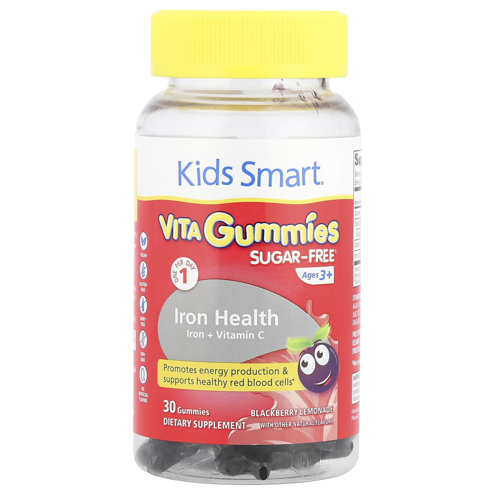 Kids Smart® VITA Gummies®, Kids Smart® VITA Gummies®, железо и витамин C, для детей от 3 лет, ежевичный лимонад, 30 жевательных таблеток