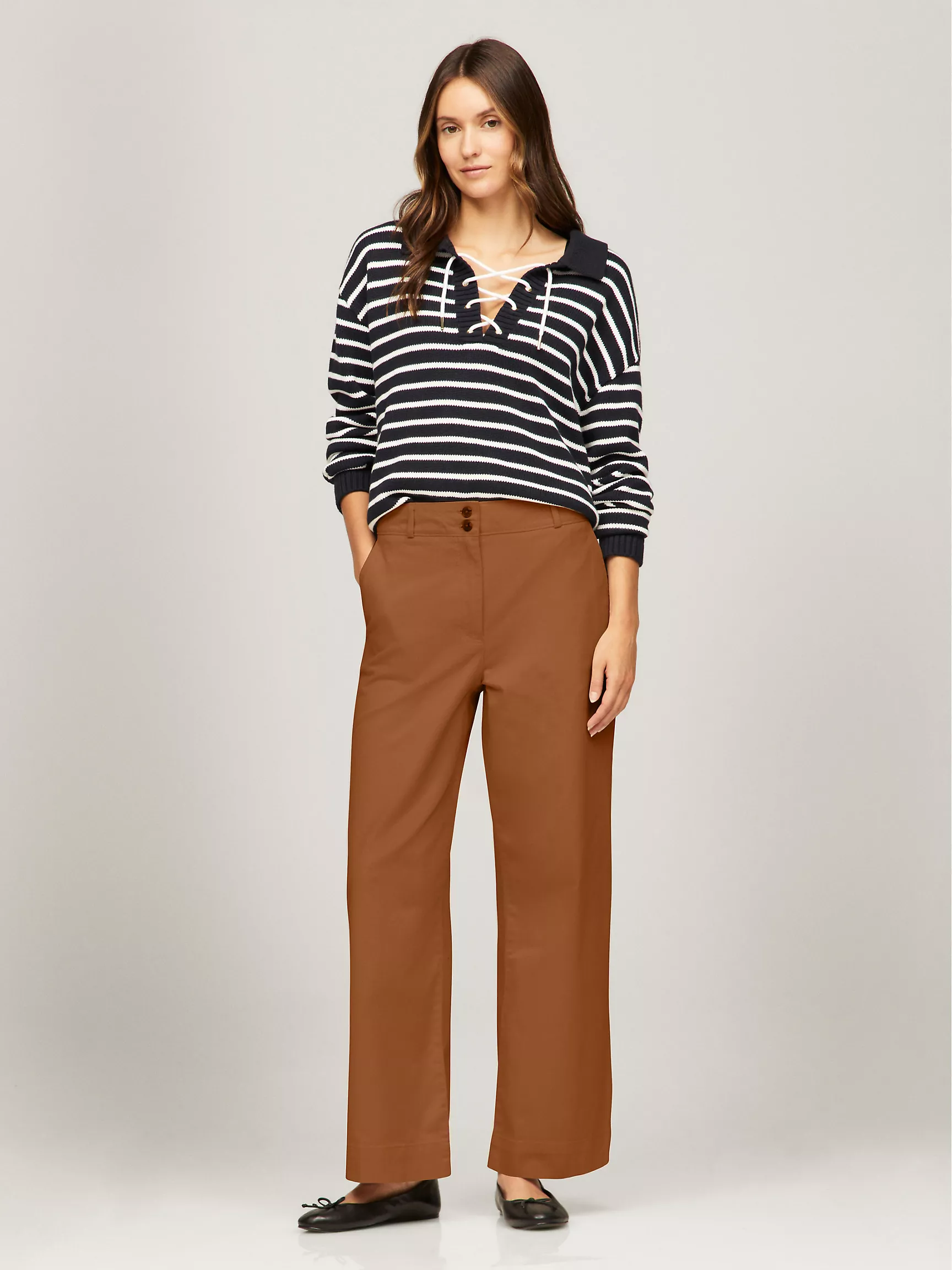 Женские брюки Tommy Hilfiger, Однотонные брюки с широкими штанинами