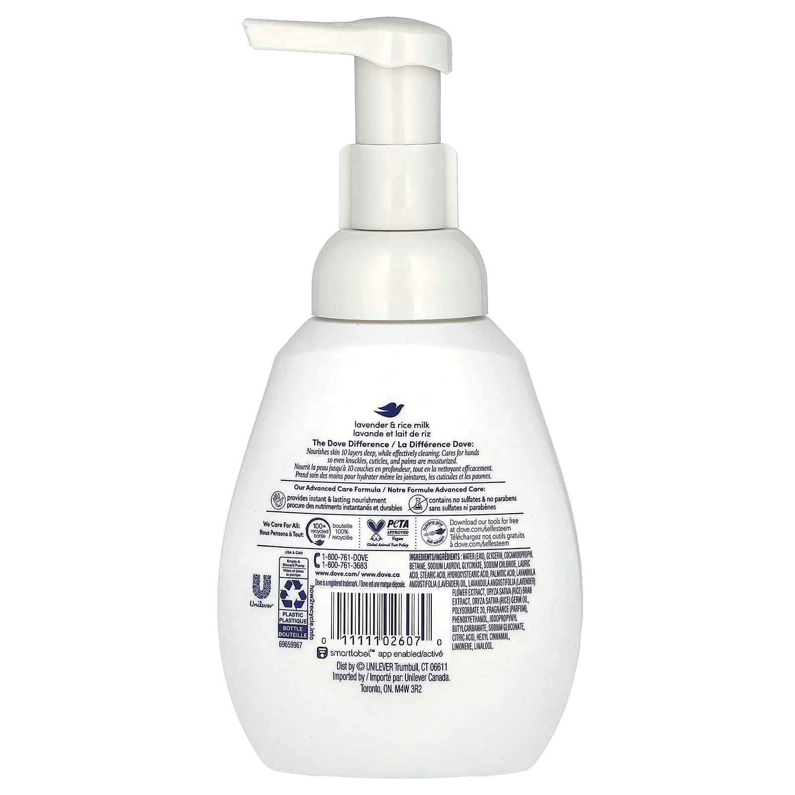 Dove, Питательное пенящееся мыло для рук, лаванда и йогурт, 10,1 жидких унций (300 мл)