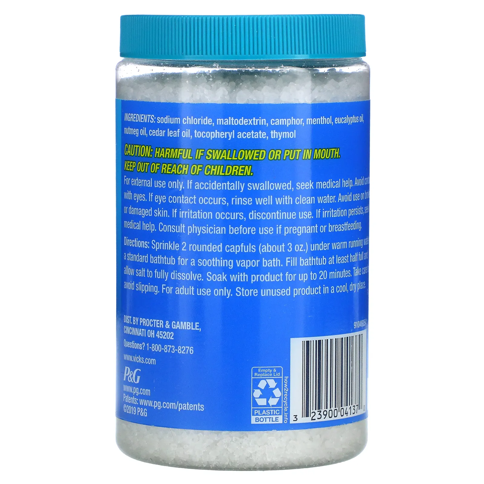 Vicks, VapoBath, кристаллы для ванн, успокаивающие пары, 425 г (15 унций)