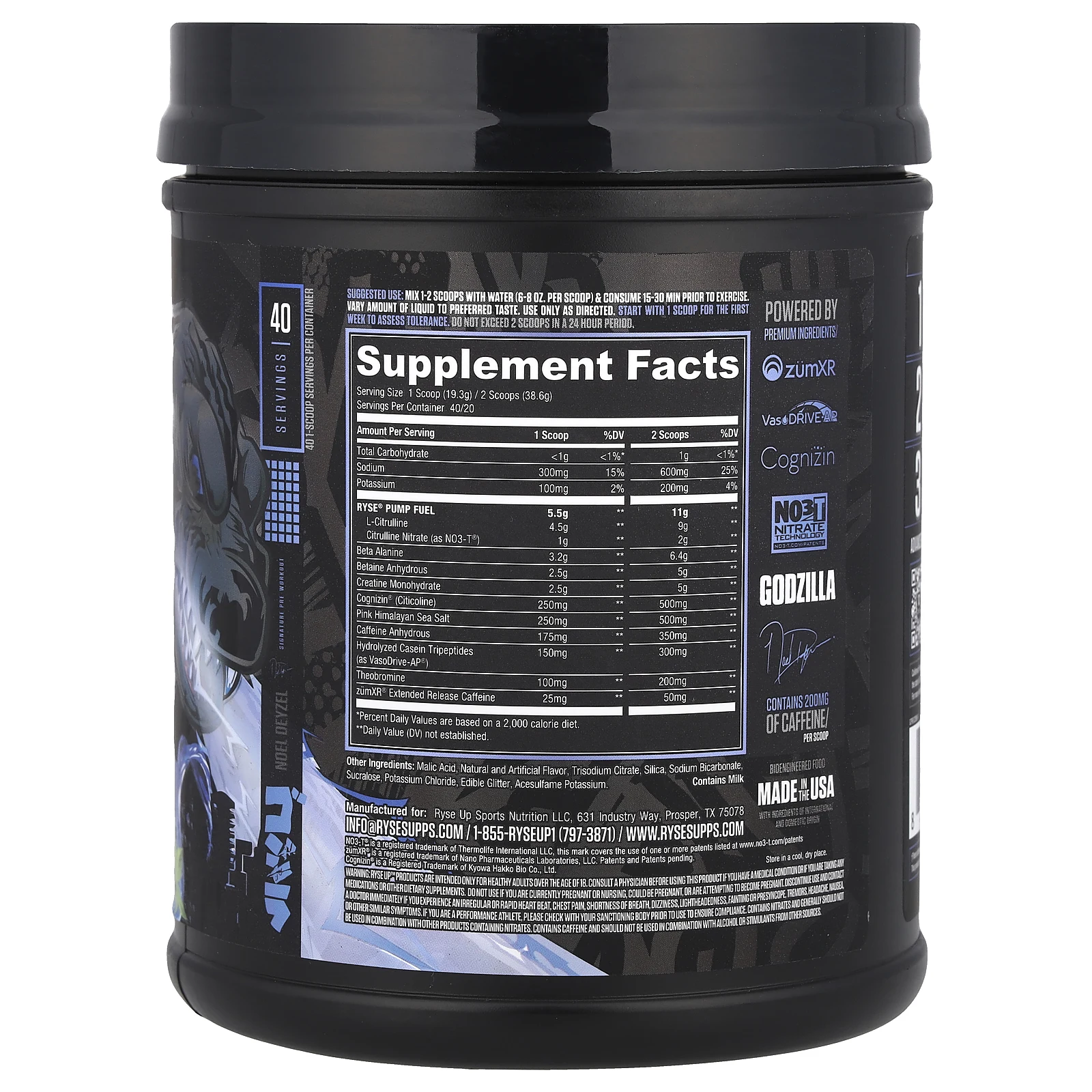 RYSE, Годзилла, перед тренировкой, голубая малина, 772 г (1,7 фунта)