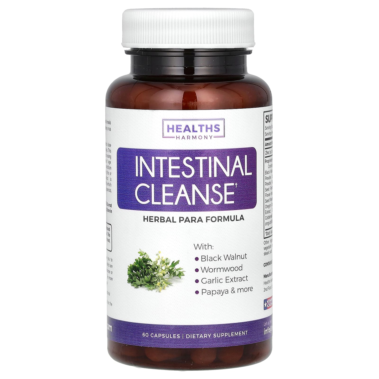 Healths Harmony, средство для очищения кишечника, 60 капсул