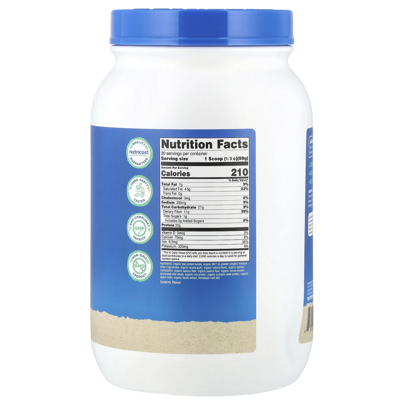 Nutricost, Organic Vegan Meal, шоколад PB, 1763 г (3,9 фунта)