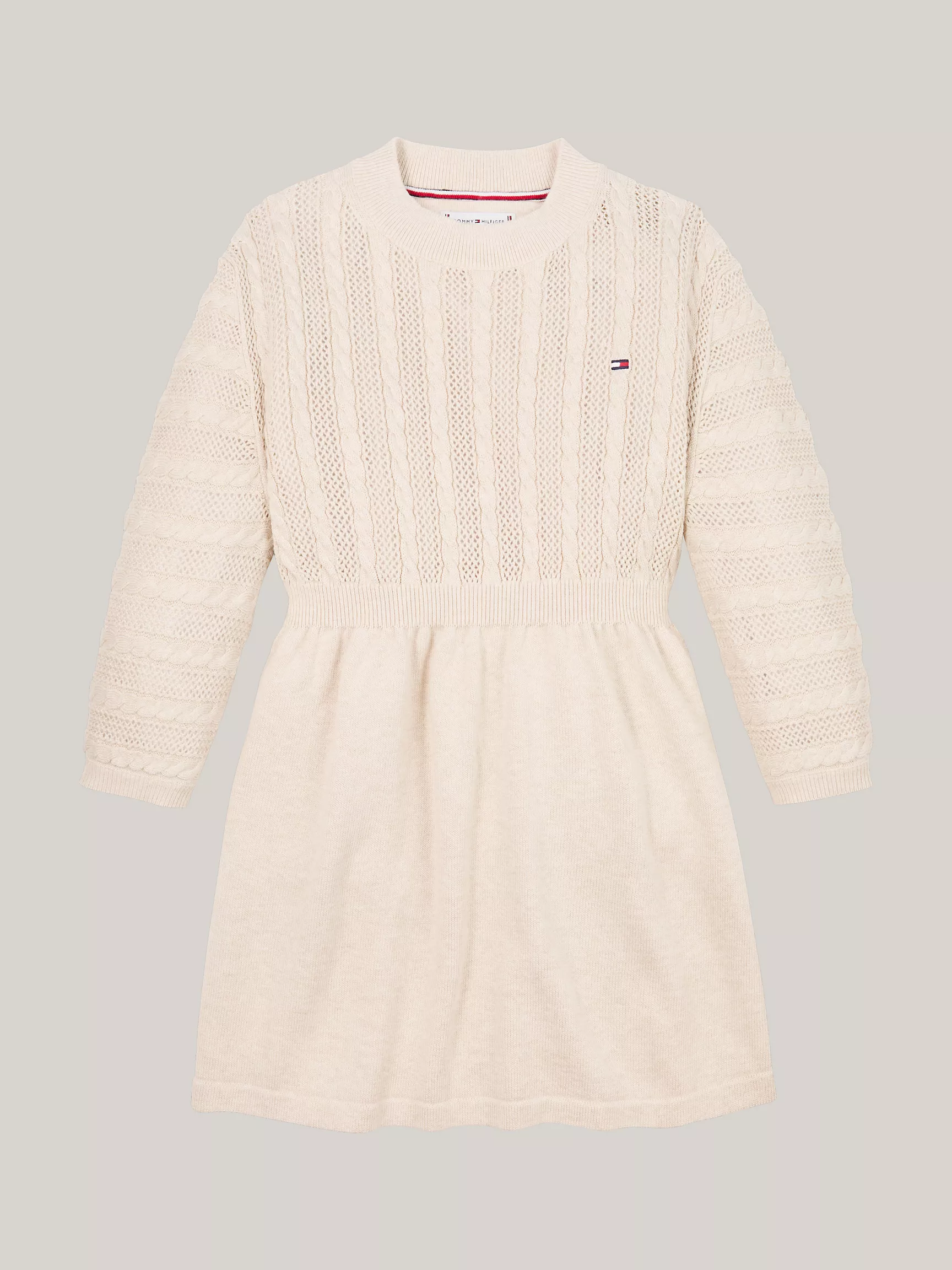 Платье для девочек Tommy Hilfiger, Детское вязаное платье-свитер с узором "косы"