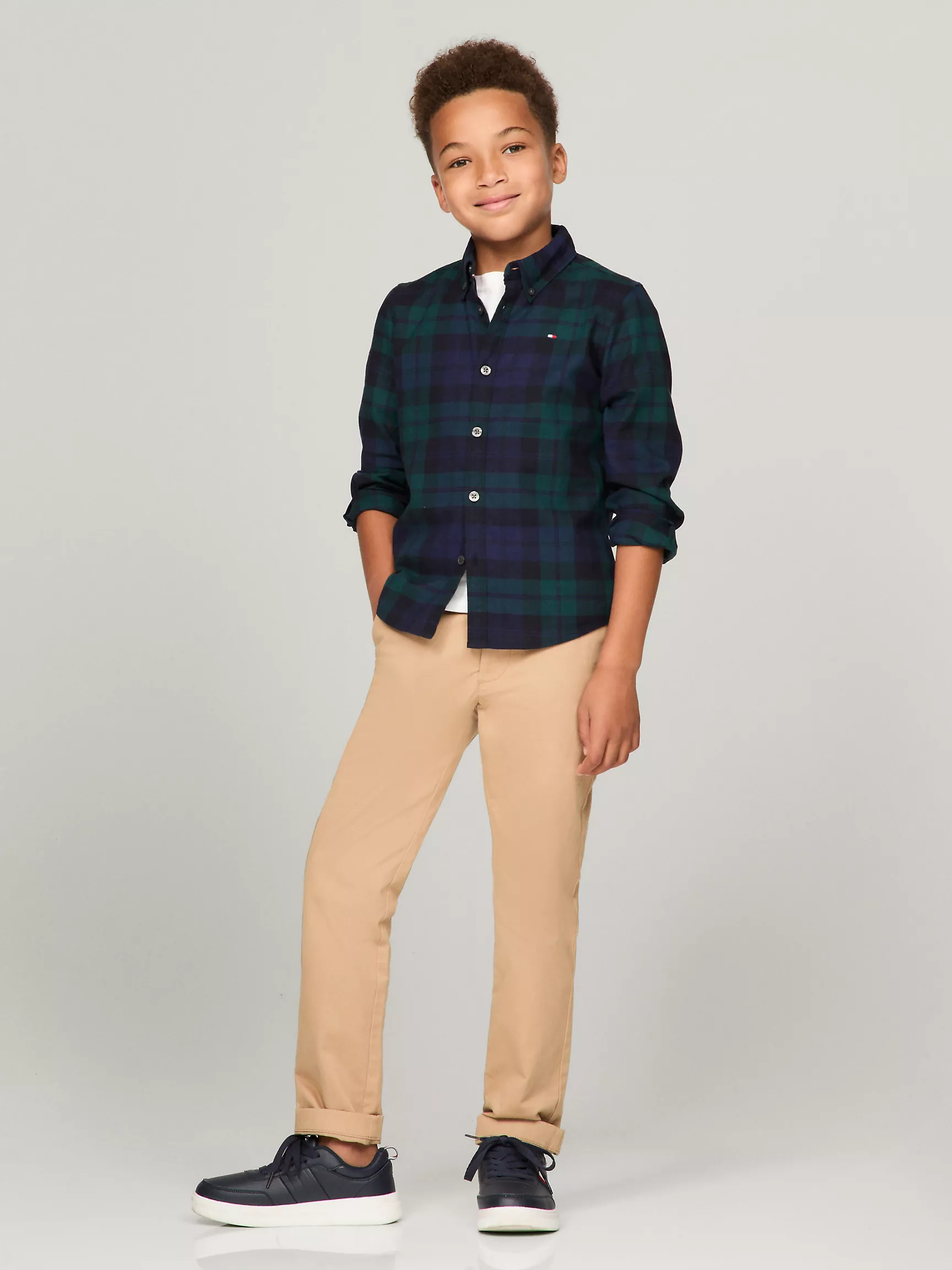 Рубашка для мальчика Tommy Hilfiger, Детская клетчатая эластичная рубашка из оксфорда