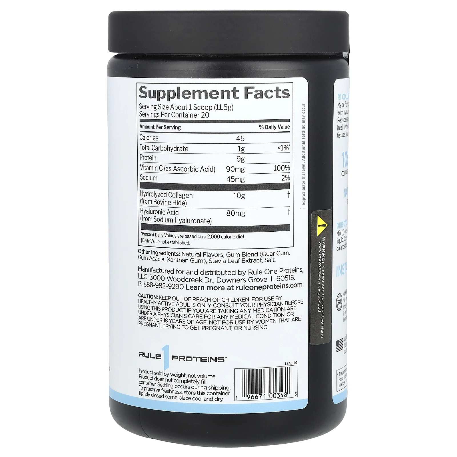 Rule One Proteins, пептиды коллагена с витамином C и гиалуроновой кислотой, ванильный крем, 230 г (8,11 унции)