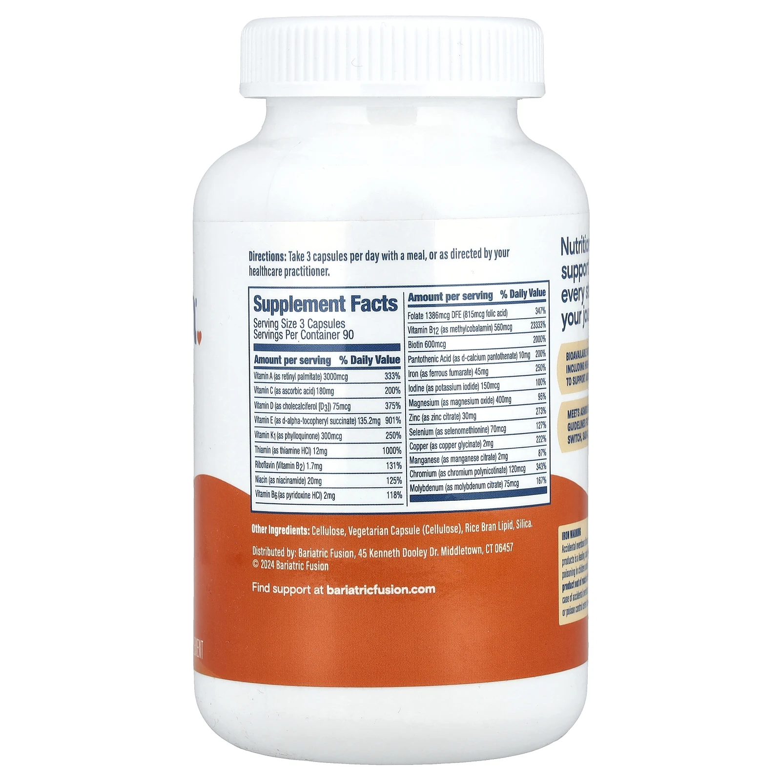 Bariatric Fusion, Мультивитамины с высоким содержанием железа ADEK, 270 капсул