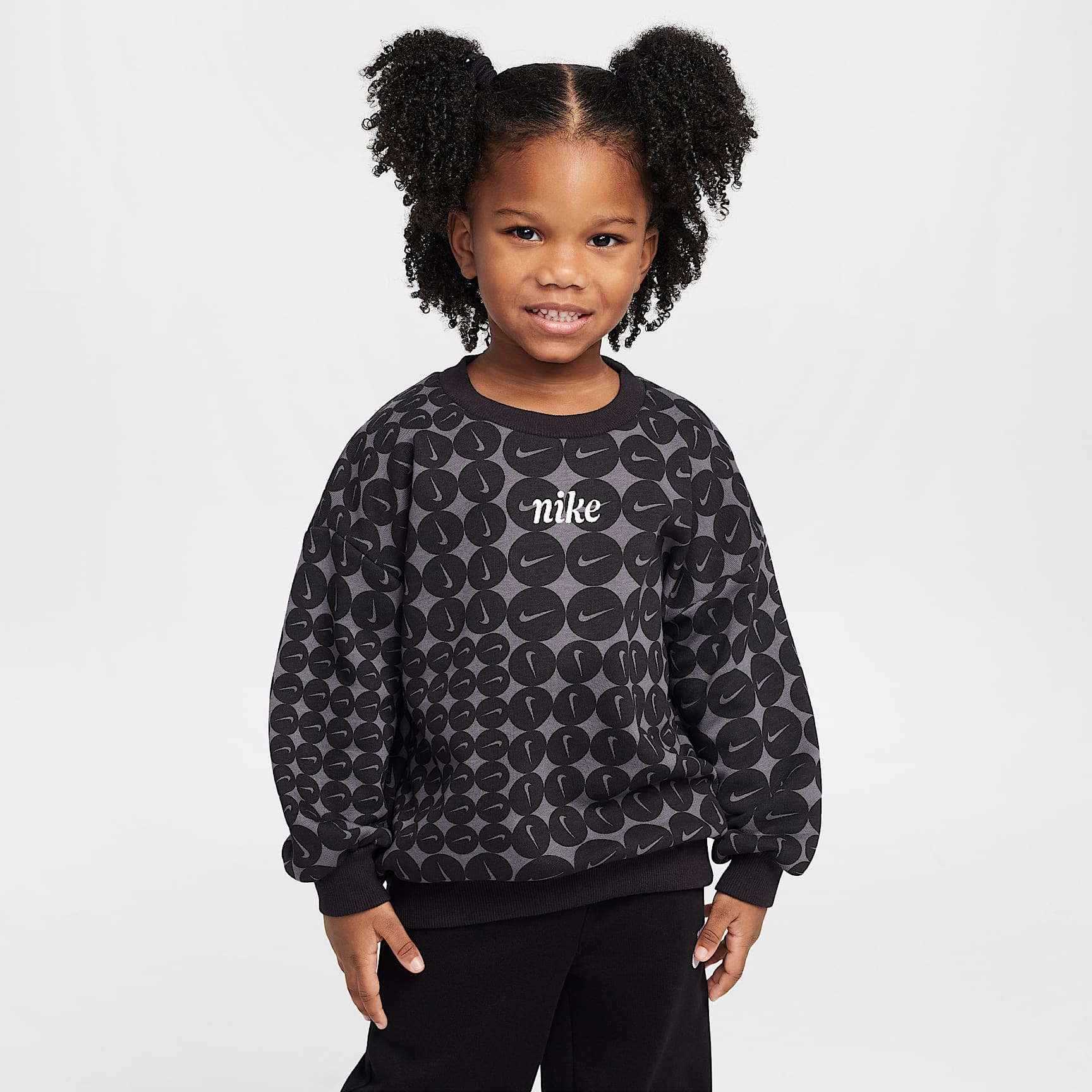 Nike Essentials Little Kids' Printed French Terry Crew Top