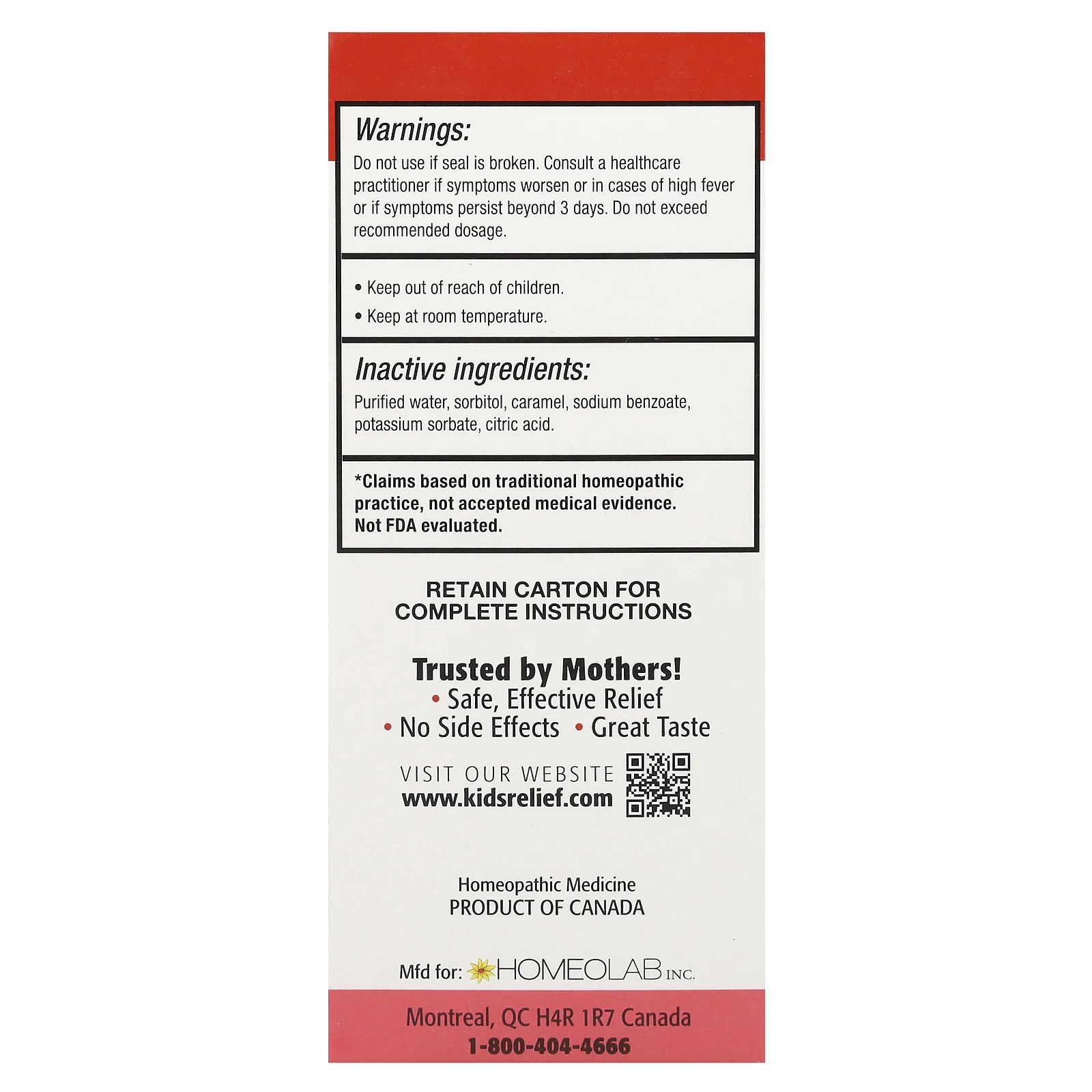 Homeolab USA, Kid's Relief®, сироп для облегчения горла, 0–12 лет, 100 мл (3,4 жидк. Унции)