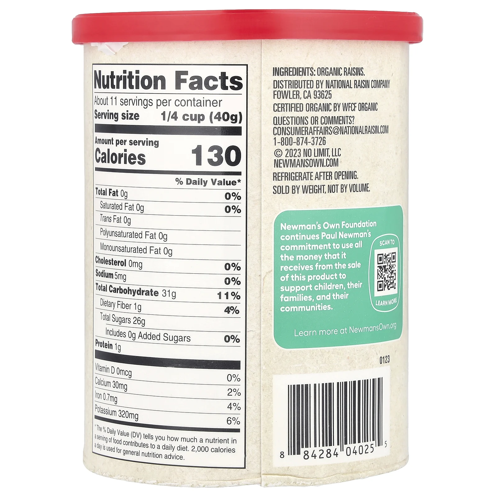 Newman's Own Organics, Organics, изюм, 425 г (15 унций)