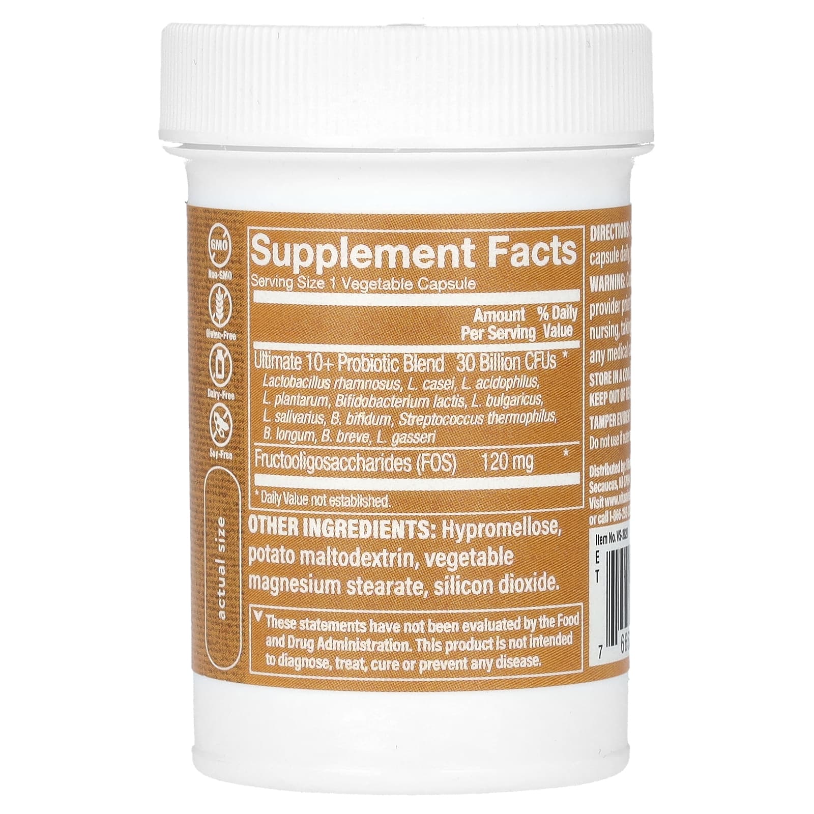 The Vitamin Shoppe, Ultimate 10+, пробиотики, 30 млрд, 30 растительных капсул