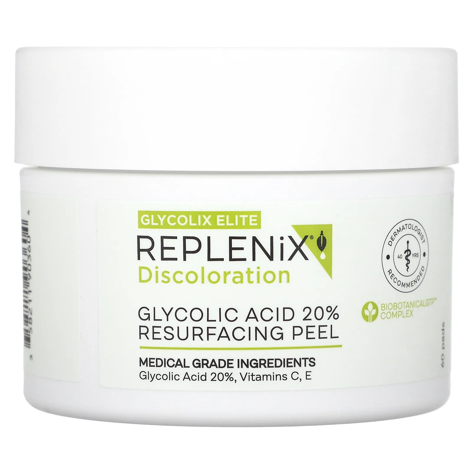 Replenix, Discoloration, Glycolix Elite, восстанавливающий пилинг с 20% гликолевой кислотой, 60 шт.