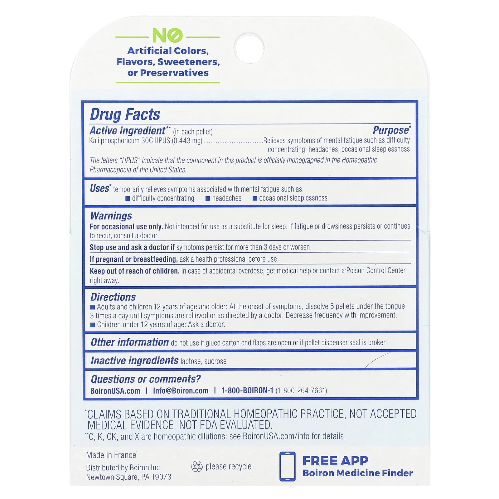 Boiron, Kali Phosphoricum, гранулы Meltaway, 30C, 3 тюбика, прибл. 80 гранул каждая