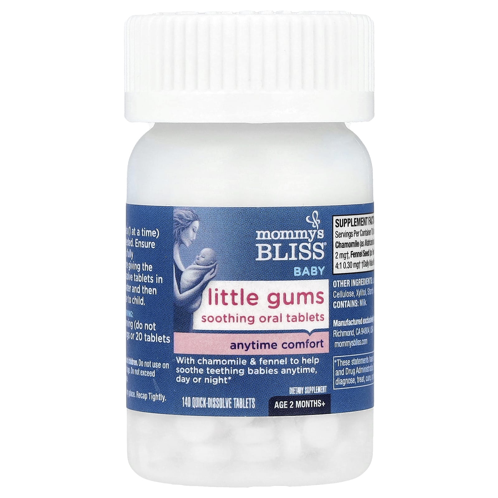Mommy's Bliss, Успокаивающие таблетки для полости рта Baby Little Gums, для детей от 2 месяцев, 140 таблеток