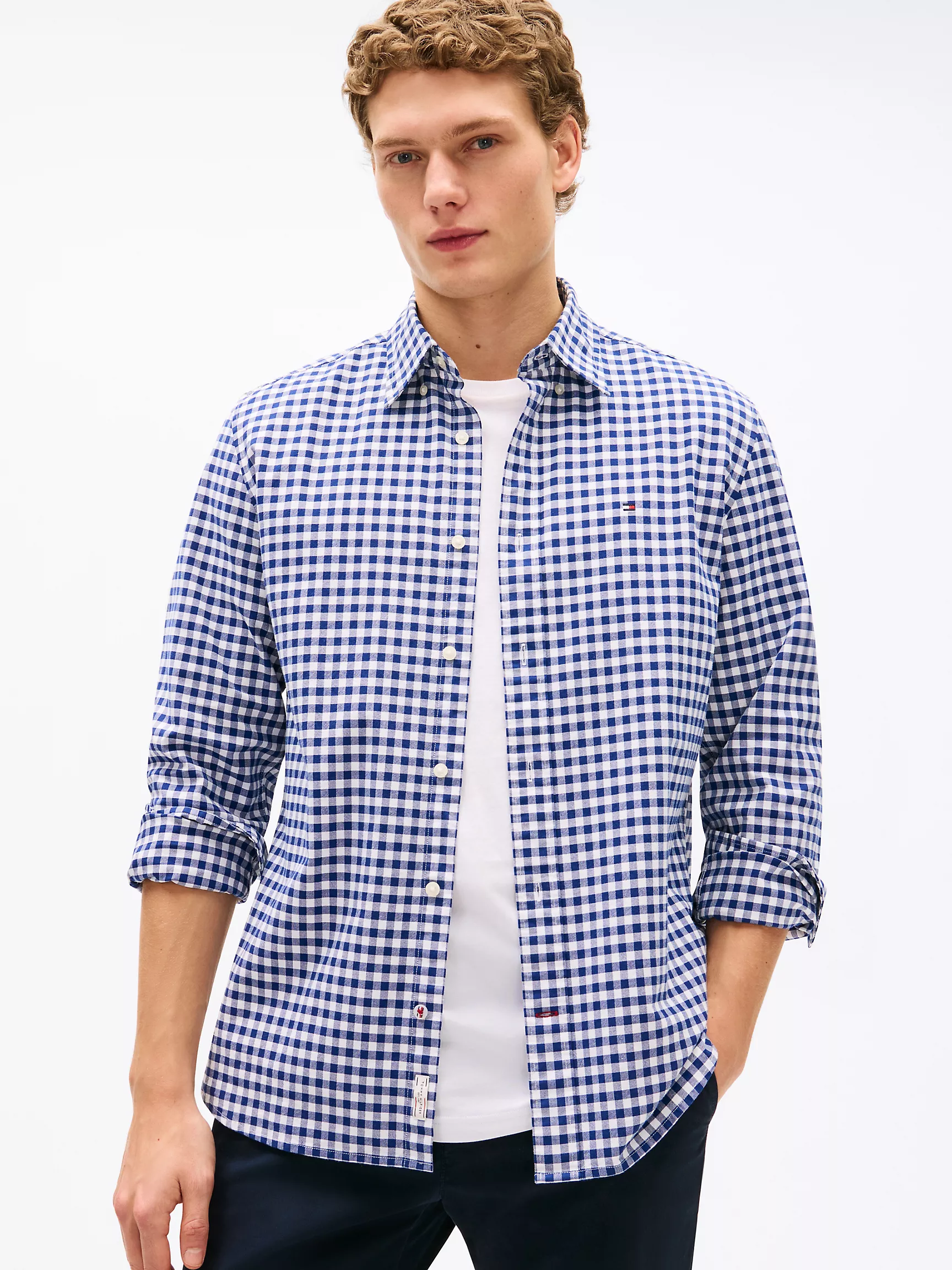 Мужская рубашка Tommy Hilfiger, Стандартная рубашка из оксфорда в клетку гингем