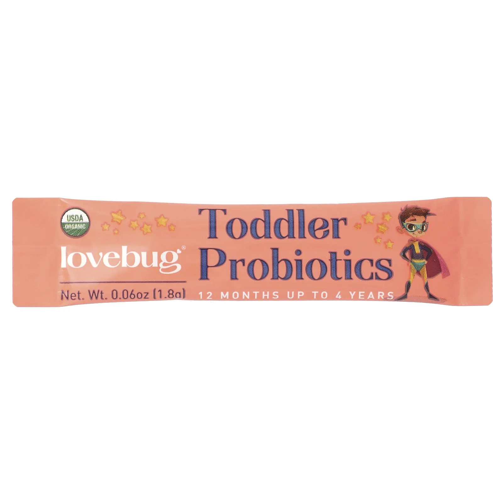 LoveBug Probiotics, пробиотики для детей в возрасте от 12 месяцев до 4 лет, 15 млрд КОЕ, 30 пакетиков по 1,8 г (0,06 унции)