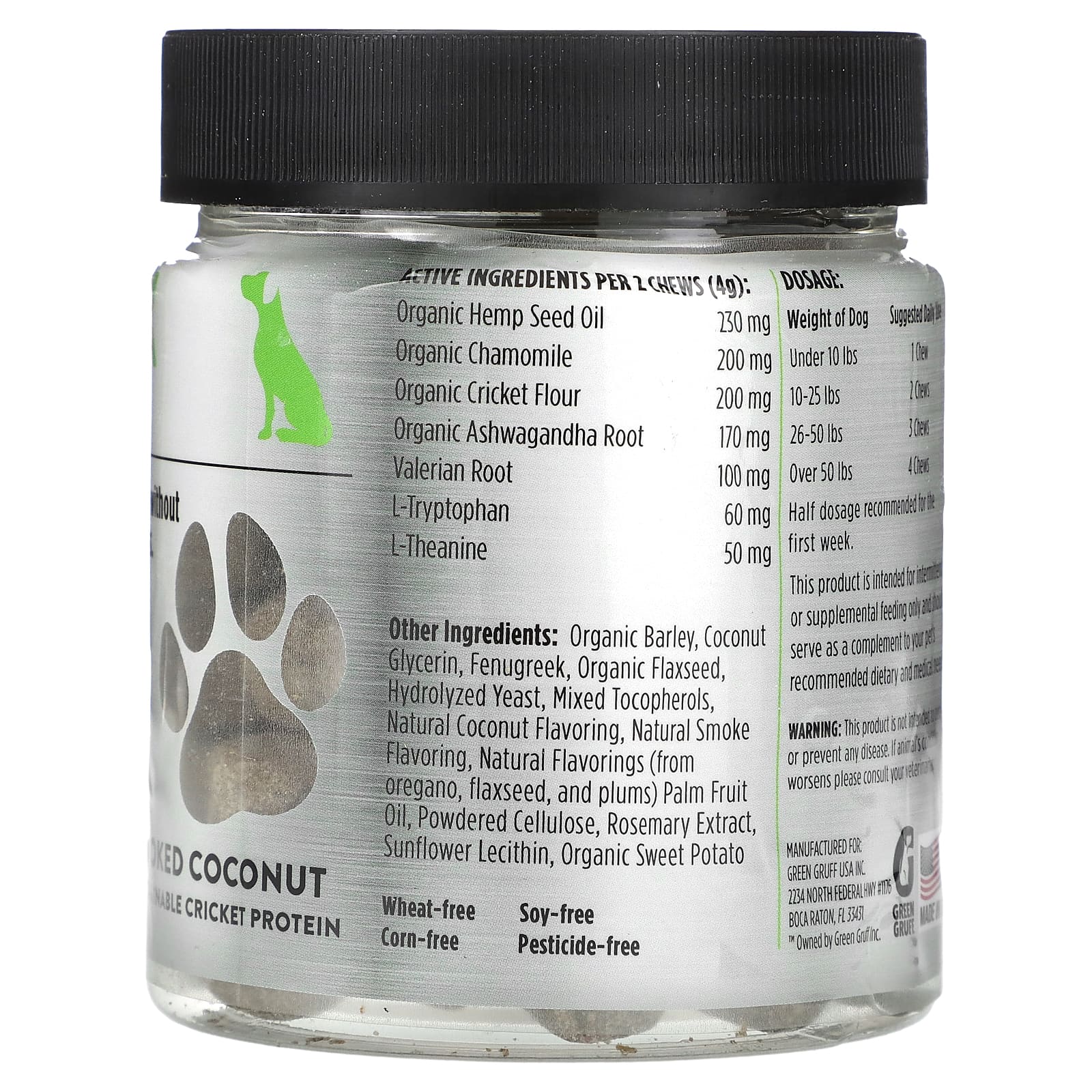 Green Gruff, Relax Calming, копченый кокос, 90 жевательных таблеток, 180 г (6,35 унции)