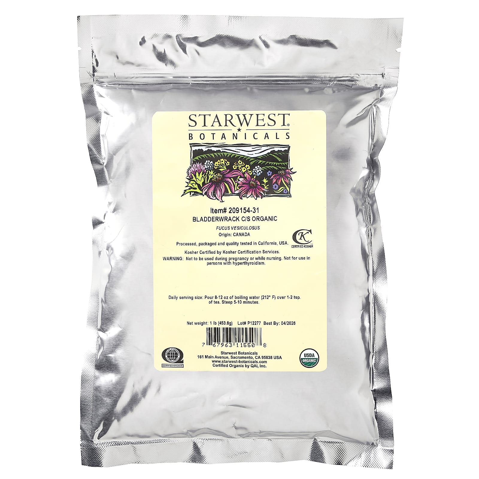 Starwest Botanicals, Organic Bladderwrack C / S, 453,6 г (1 фунт)