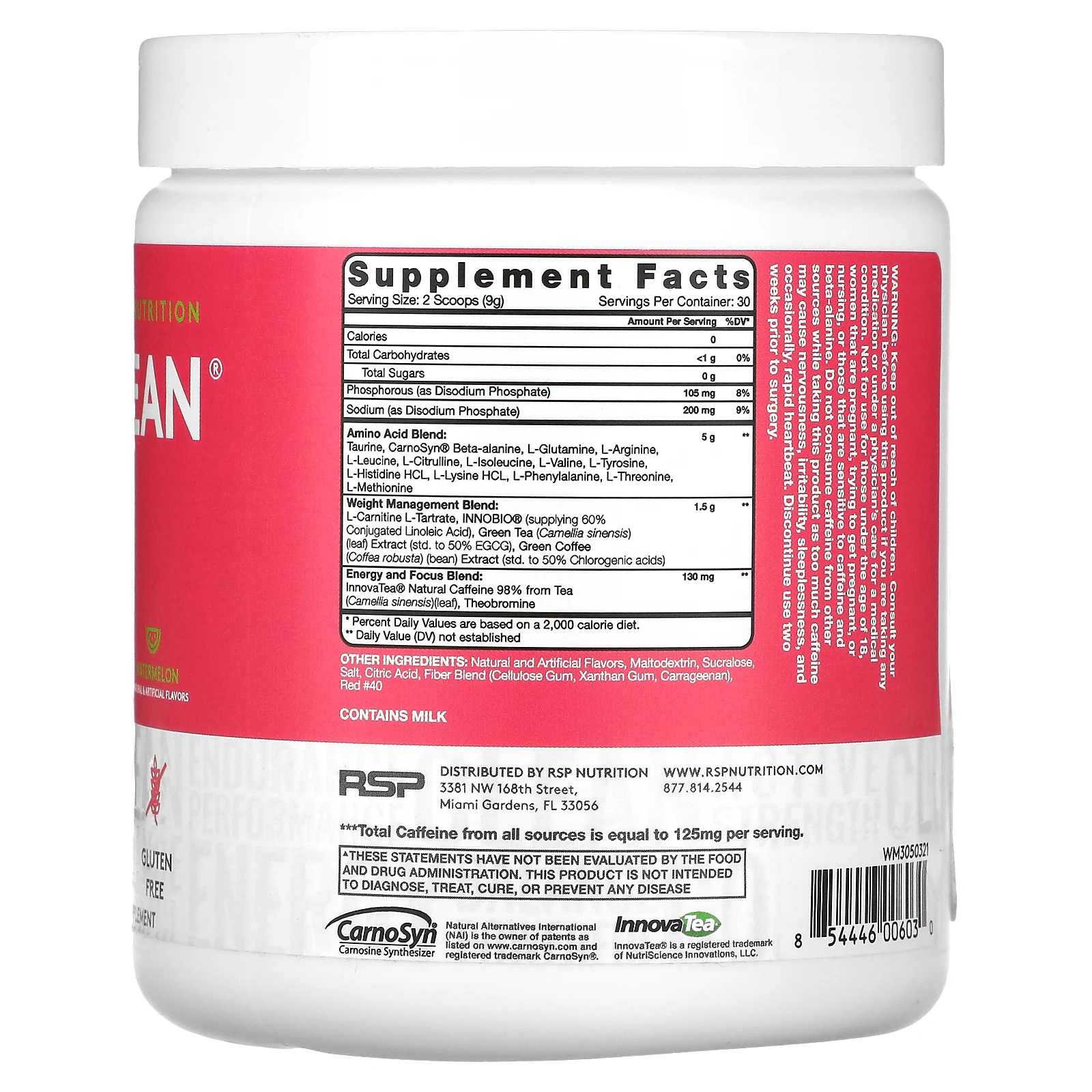 RSP Nutrition, AminoLean, арбуз, 270 г (9,52 унции)