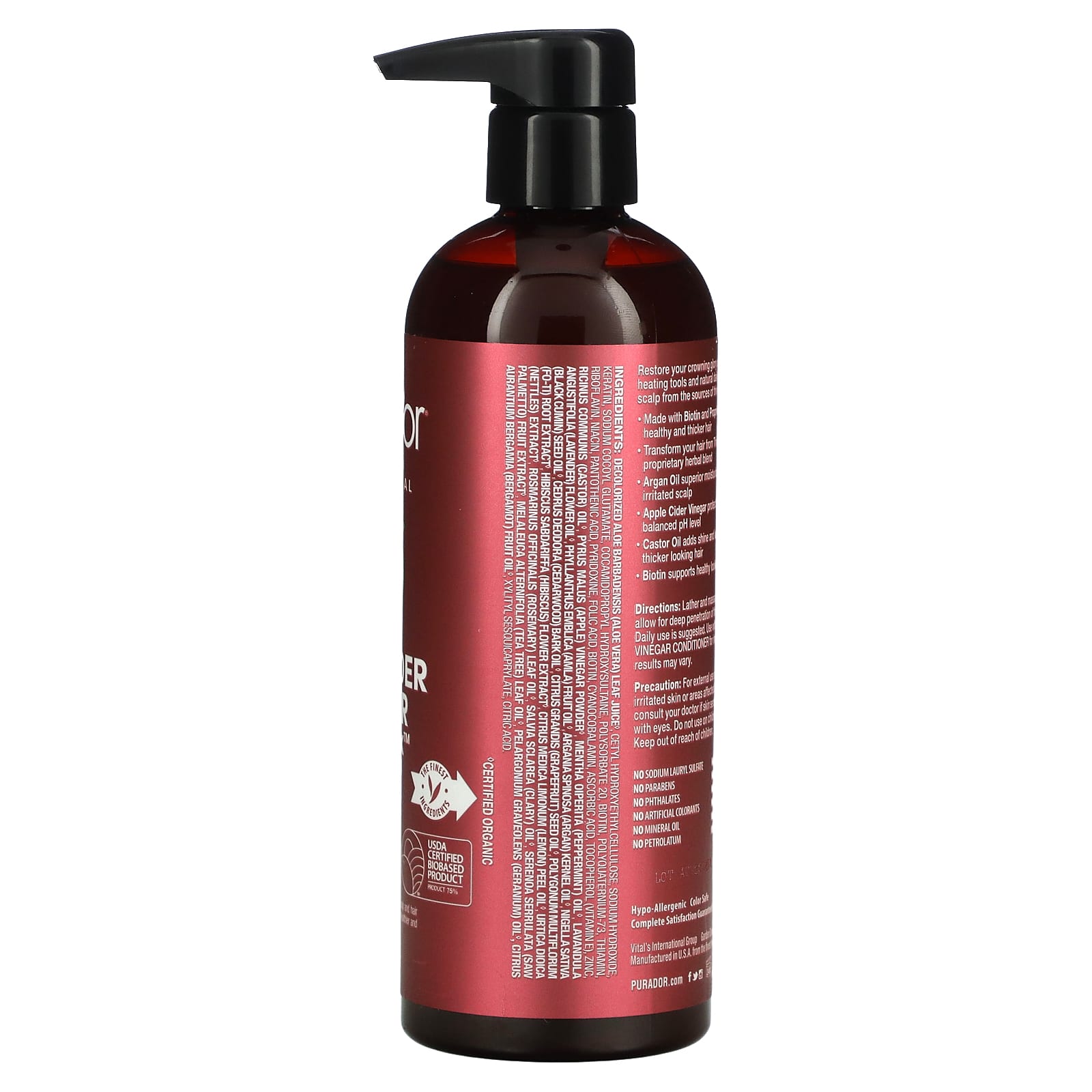 Pura D'or, Thin2Thick, шампунь с яблочным уксусом, 473 мл (16 жидк. унций)