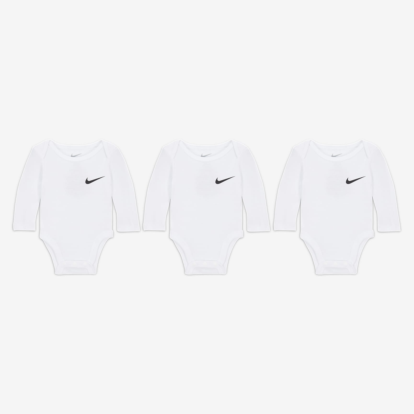 Nike Essentials Baby (0-9M) 3-Pack Long Sleeve Bodysuits