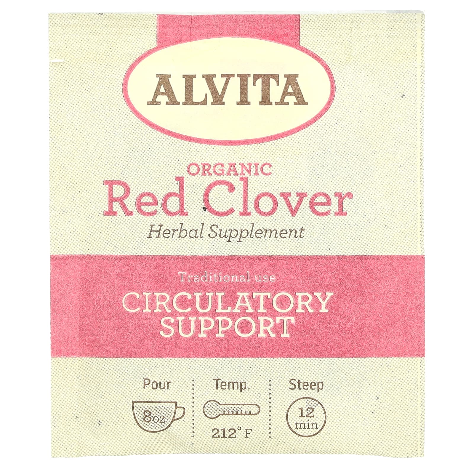 Alvita Teas, органический растительный чай, красный клевер, без кофеина, 16 индивидуально упакованных чайных пакетиков, 32 г (1,13 унции)