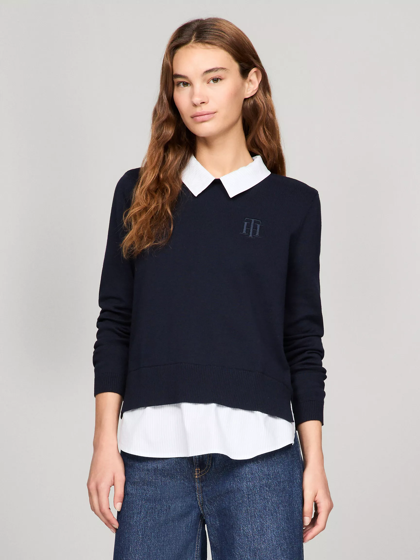 Женский свитер Tommy Hilfiger, Полосатый свитер с эффектом многослойности