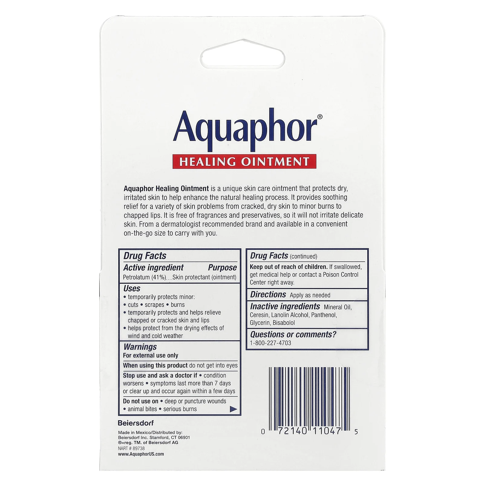 Aquaphor, Advanced Therapy, лечебная мазь, 2 тюбика по 10 г (0,35 унции)