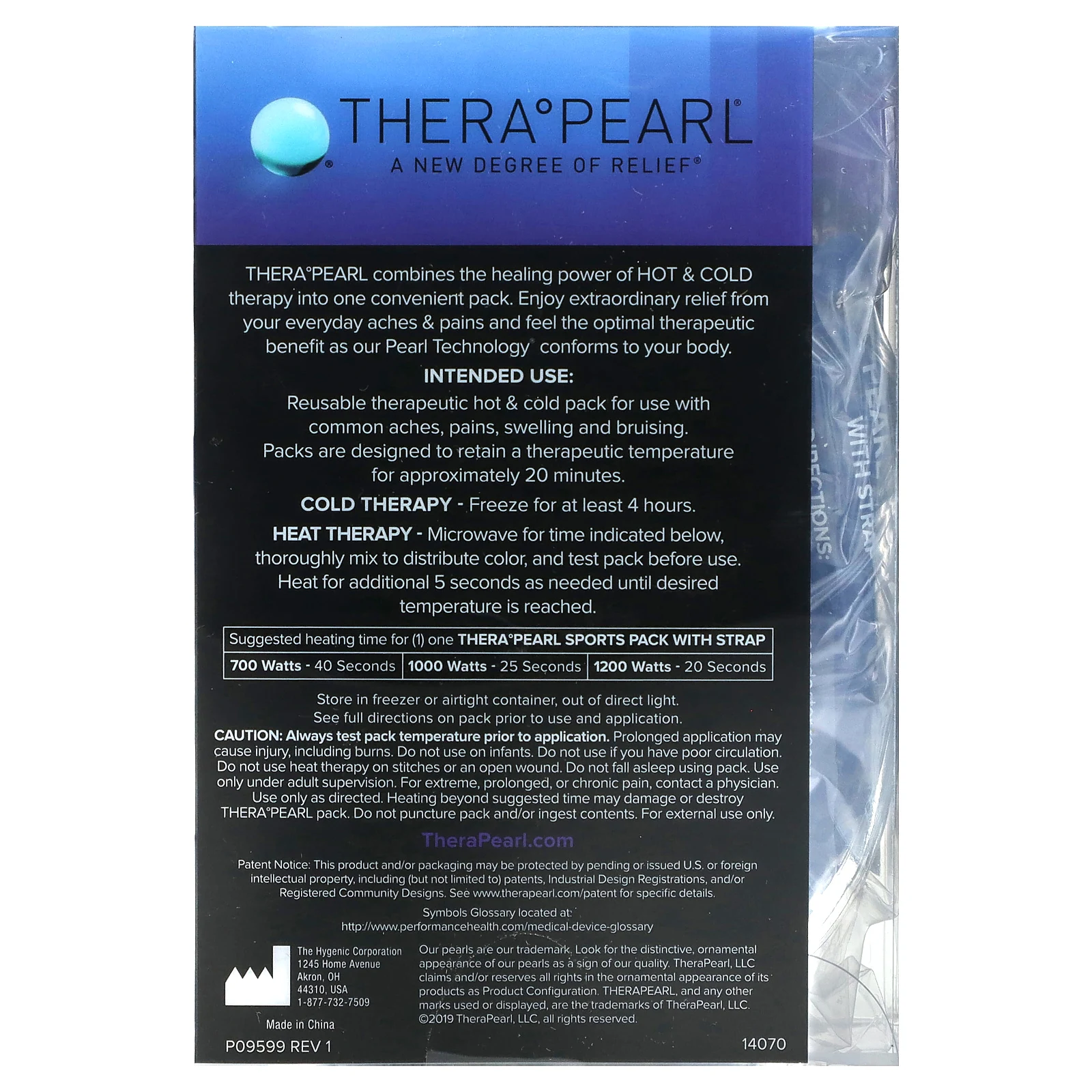 TheraPearl, многоразовая упаковка, меняющая цвет, с помощью горячего и холодного напитка, для физической активности, с ремешком, 1 шт.