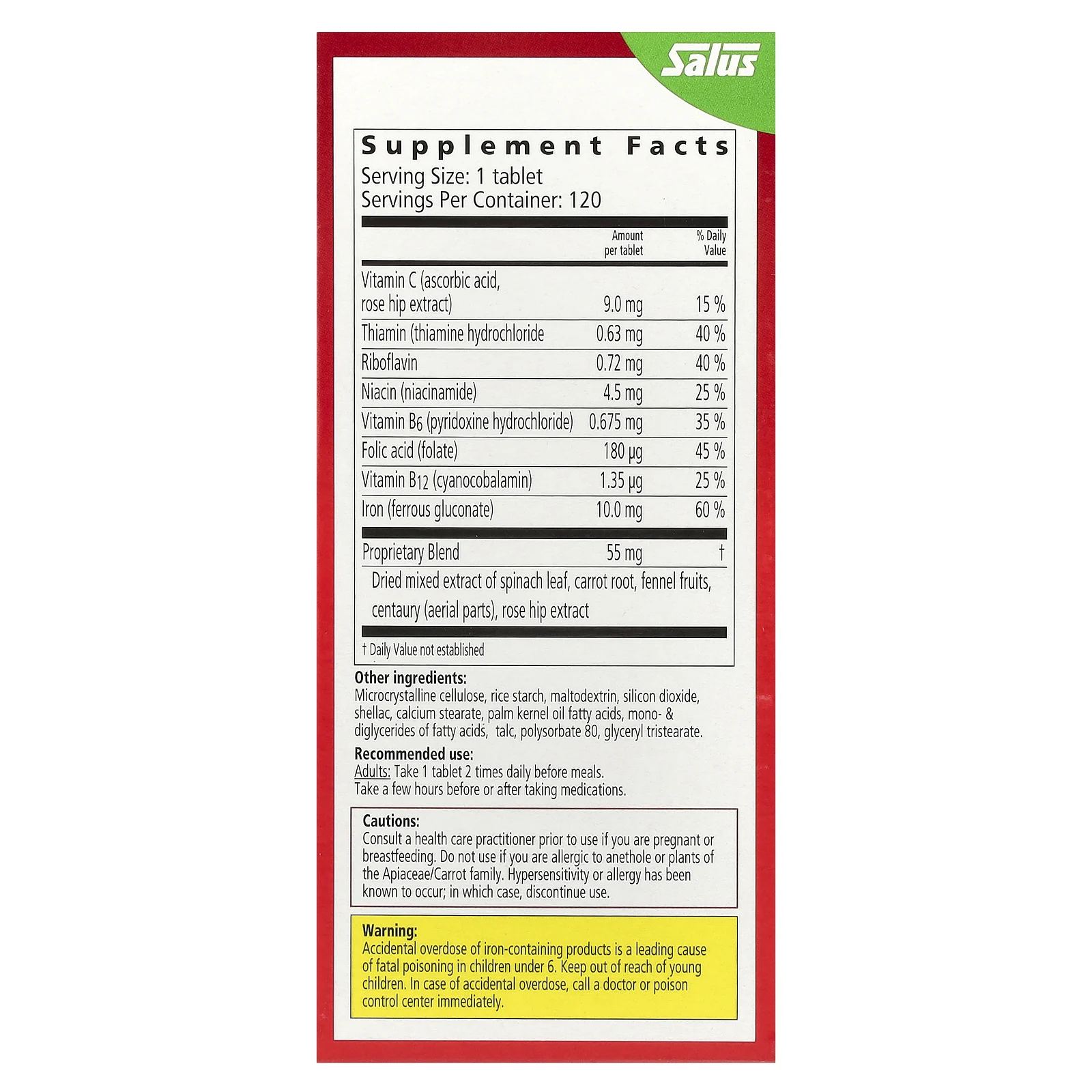 Floradix, железо, 120 таблеток