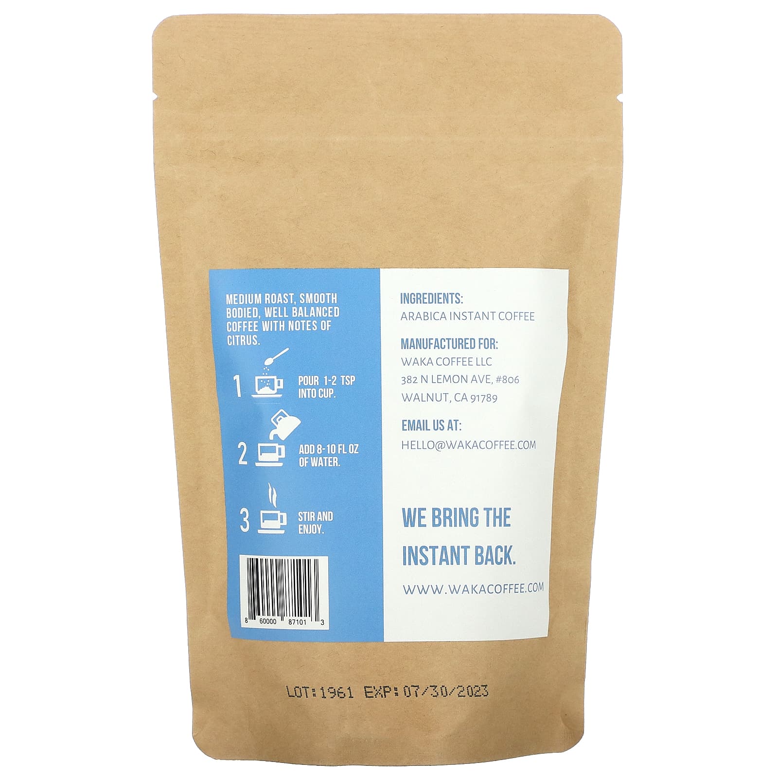 Waka Coffee, Растворимый кофе из 100% арабики, колумбийский, средней обжарки, 99 г (3,5 унции)