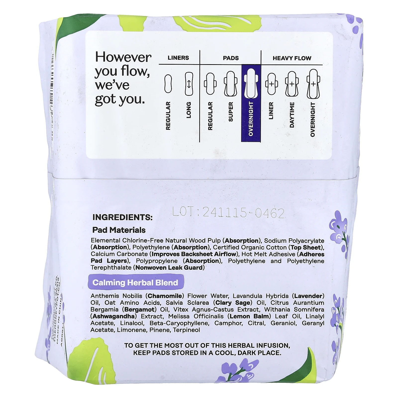 The Honey Pot Company, органический успокаивающий травяной настой, подушечки с крылышками, для ночного ухода, 12 штук