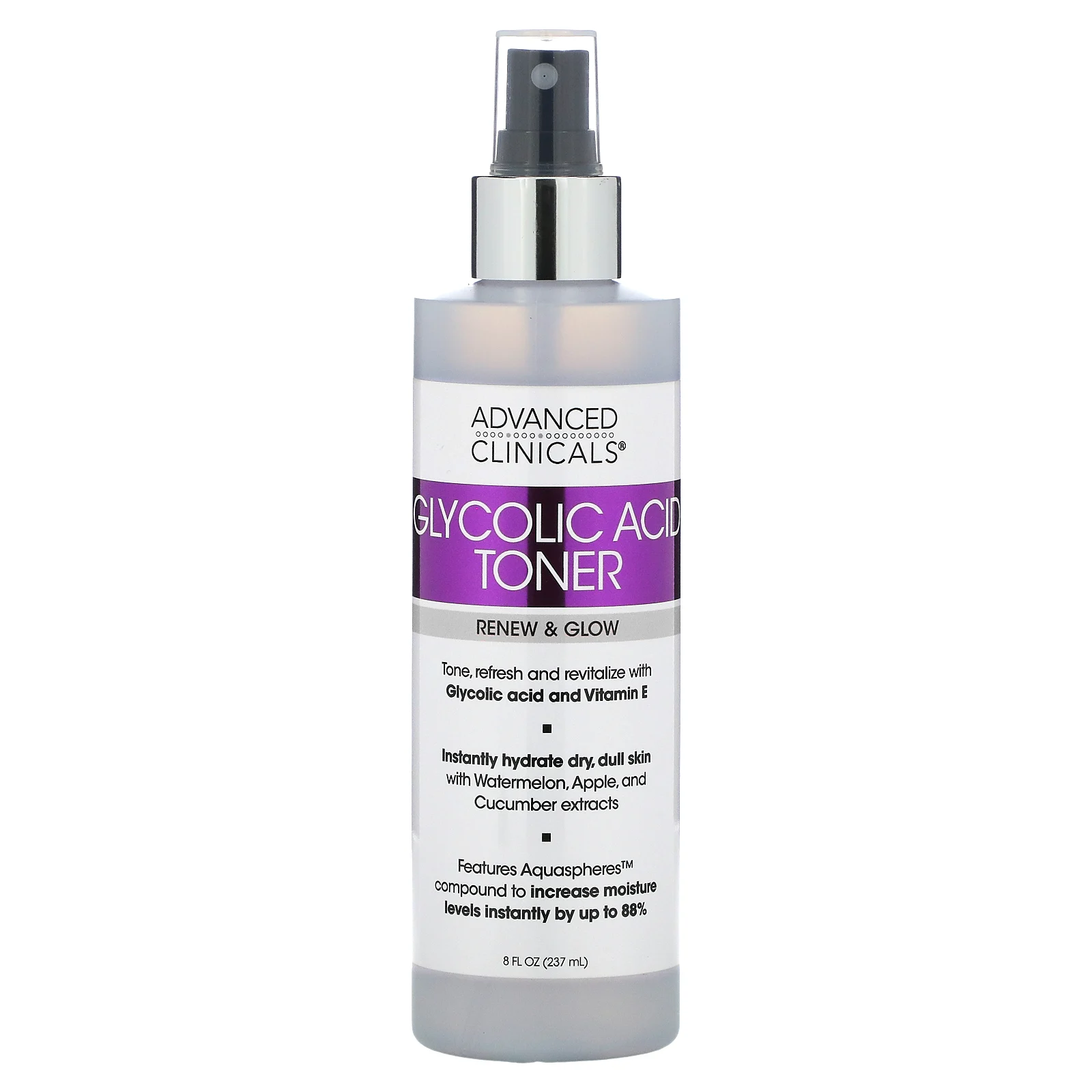 Advanced Clinicals, Тоник с гликолевой кислотой, обновление и сияние, 237 мл (8 жидк. Унций)