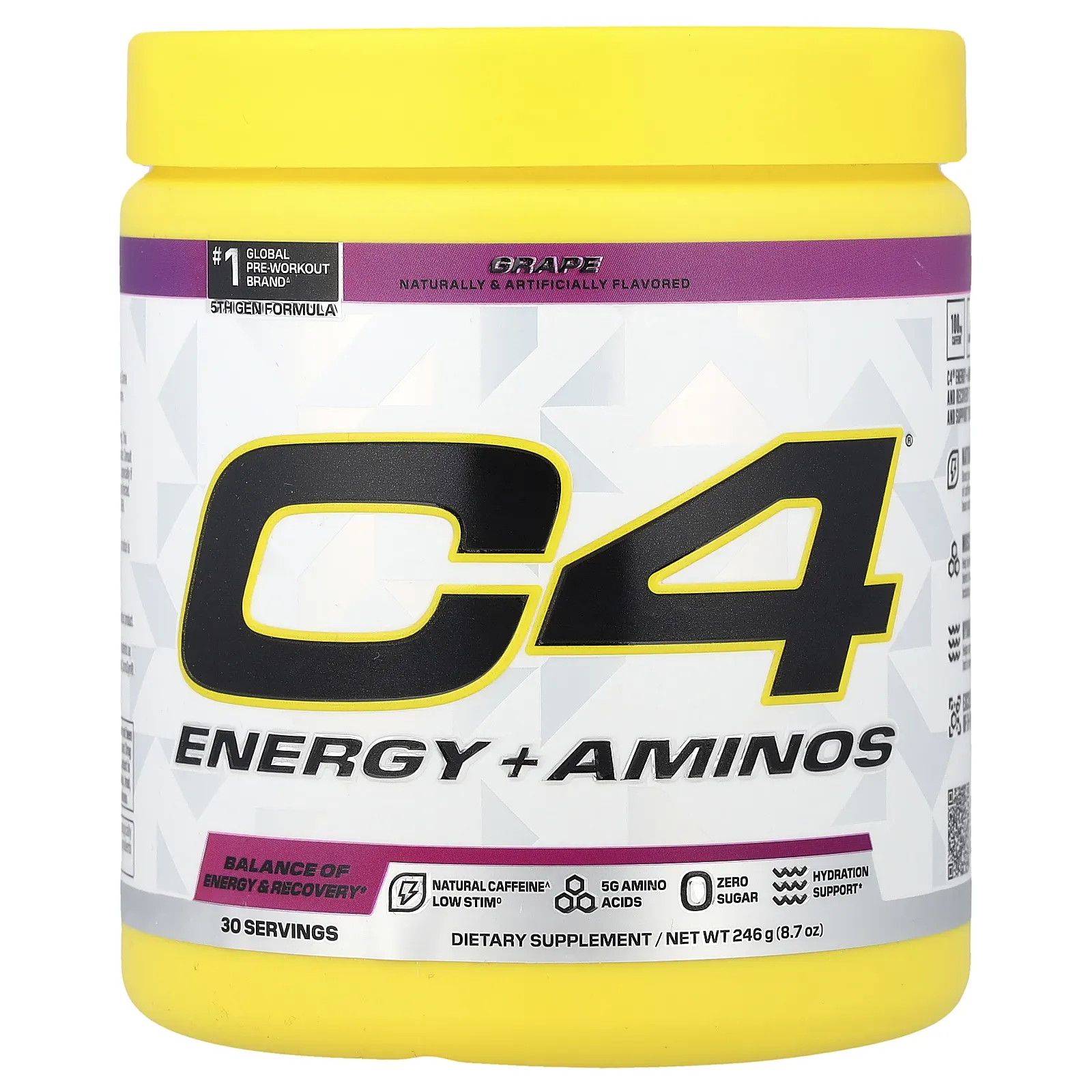 C4 / Cellucor, C4® Energy + Aminos, со вкусом винограда, 246 г (8,7 унции)