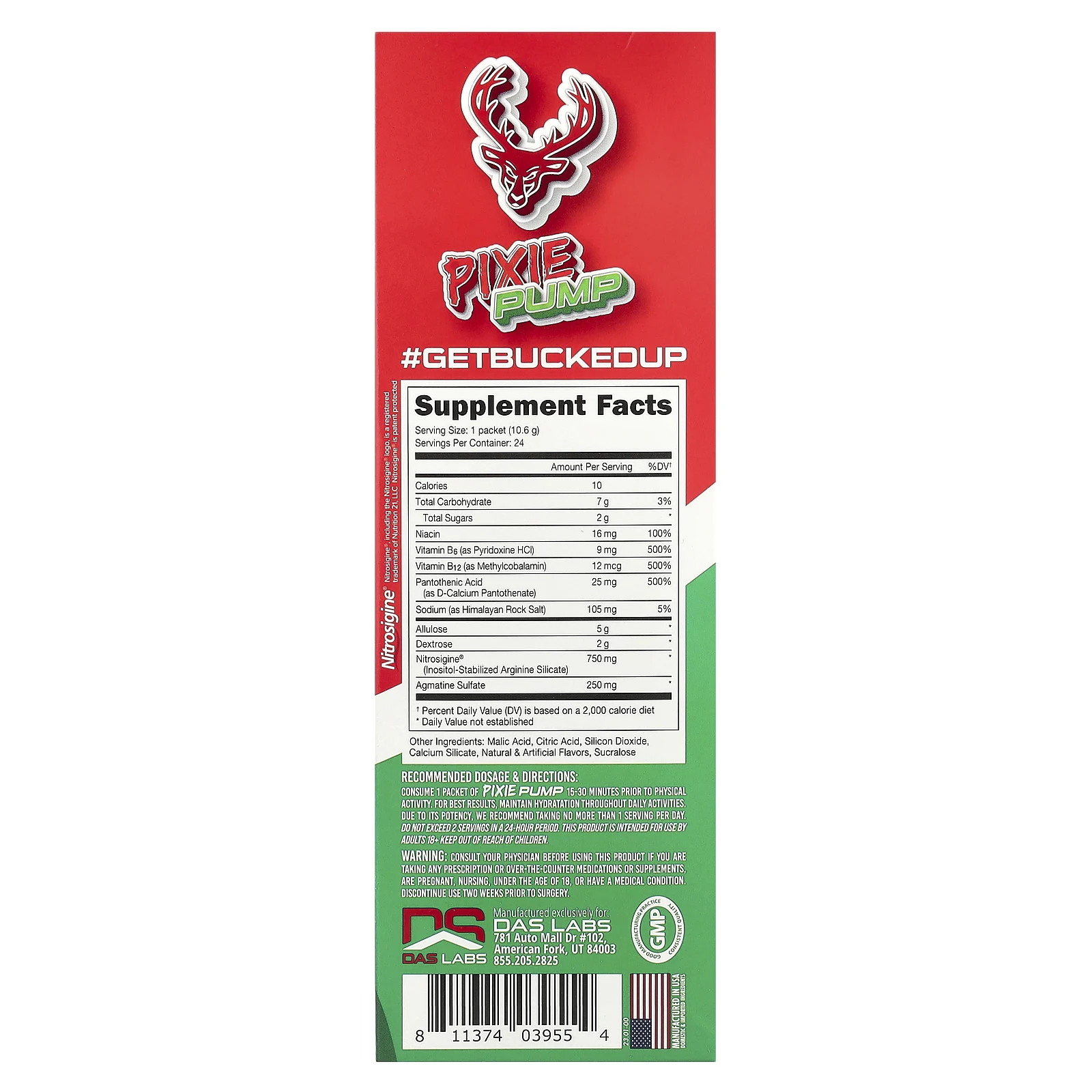 Bucked Up, Pixie Pump, арбуз, 24 палочки по 10,6 г (0,37 унции)